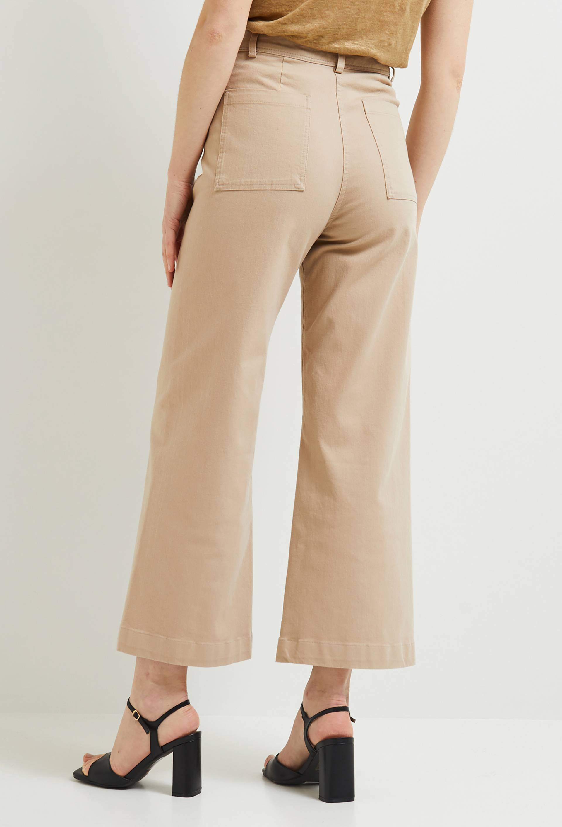 Pantalon large taille haute contenant du coton, Beige clair, large image number 1.0