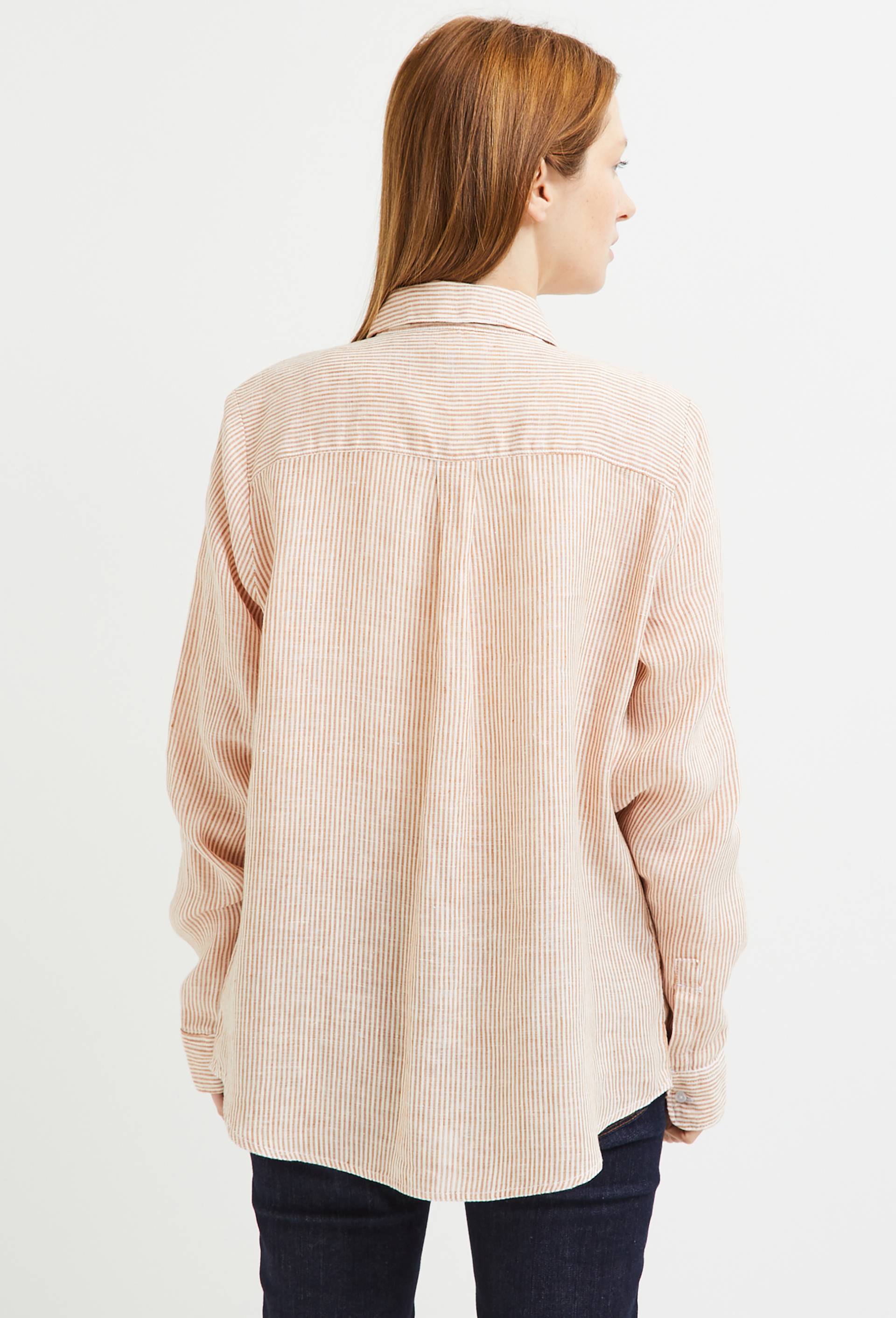 Chemise en lin rayée,  certifié European flax, Brun clair, large image number 1