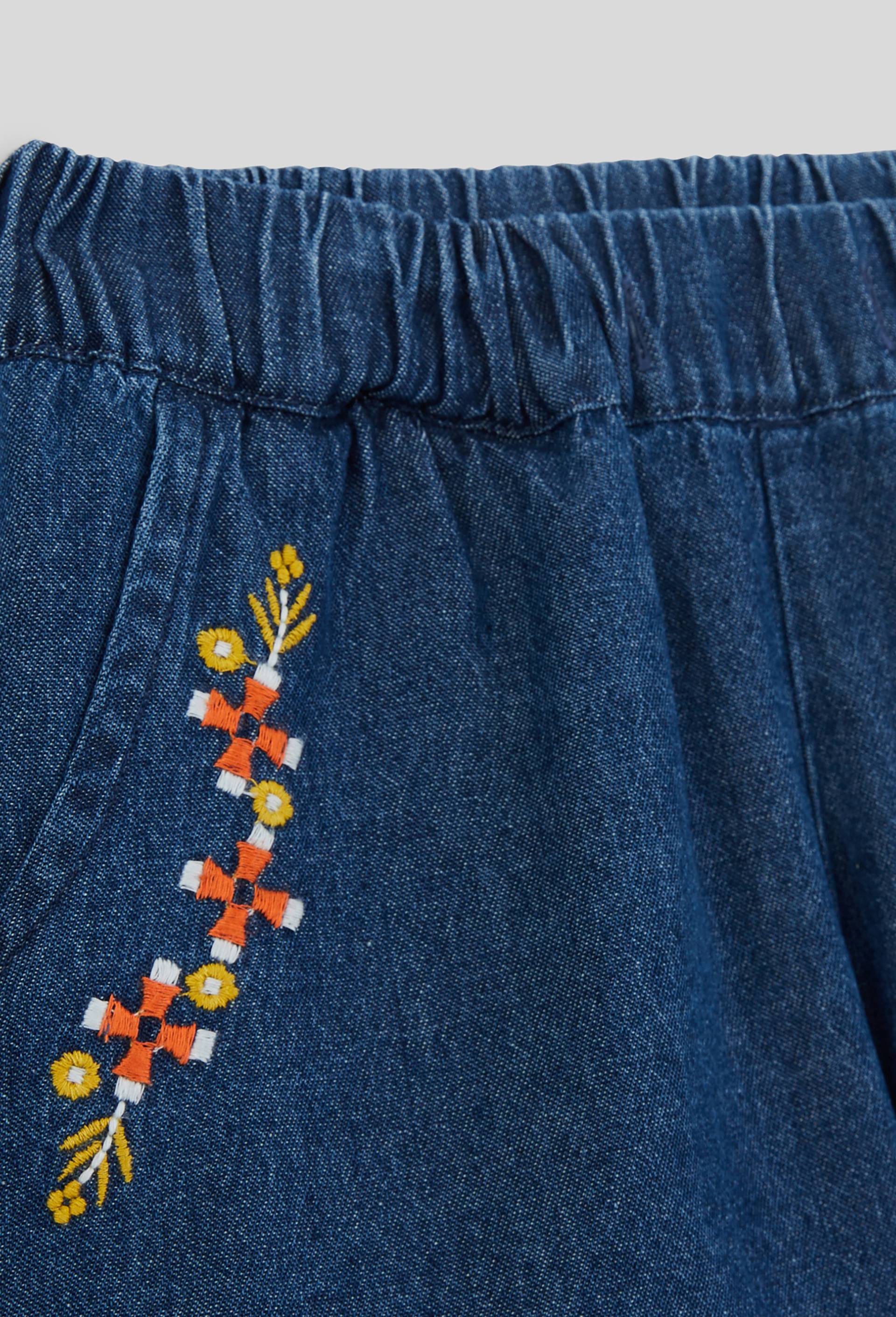 Short en chambray brodé, Oeko-Tex, Bleu foncé, large image number 2.0