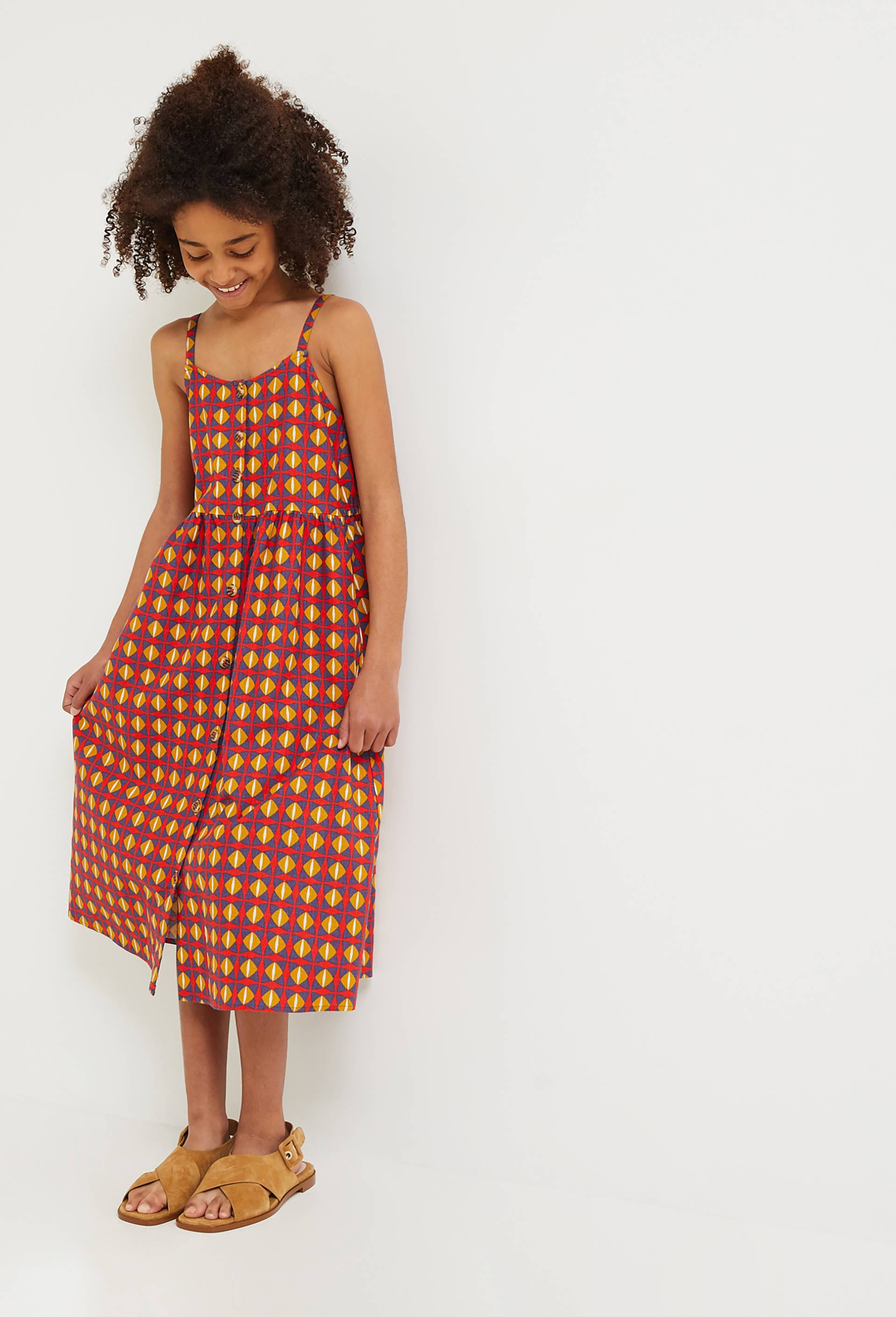 Robe imprimée en lin et viscose, Oeko-Tex, Rouge, large image number 0