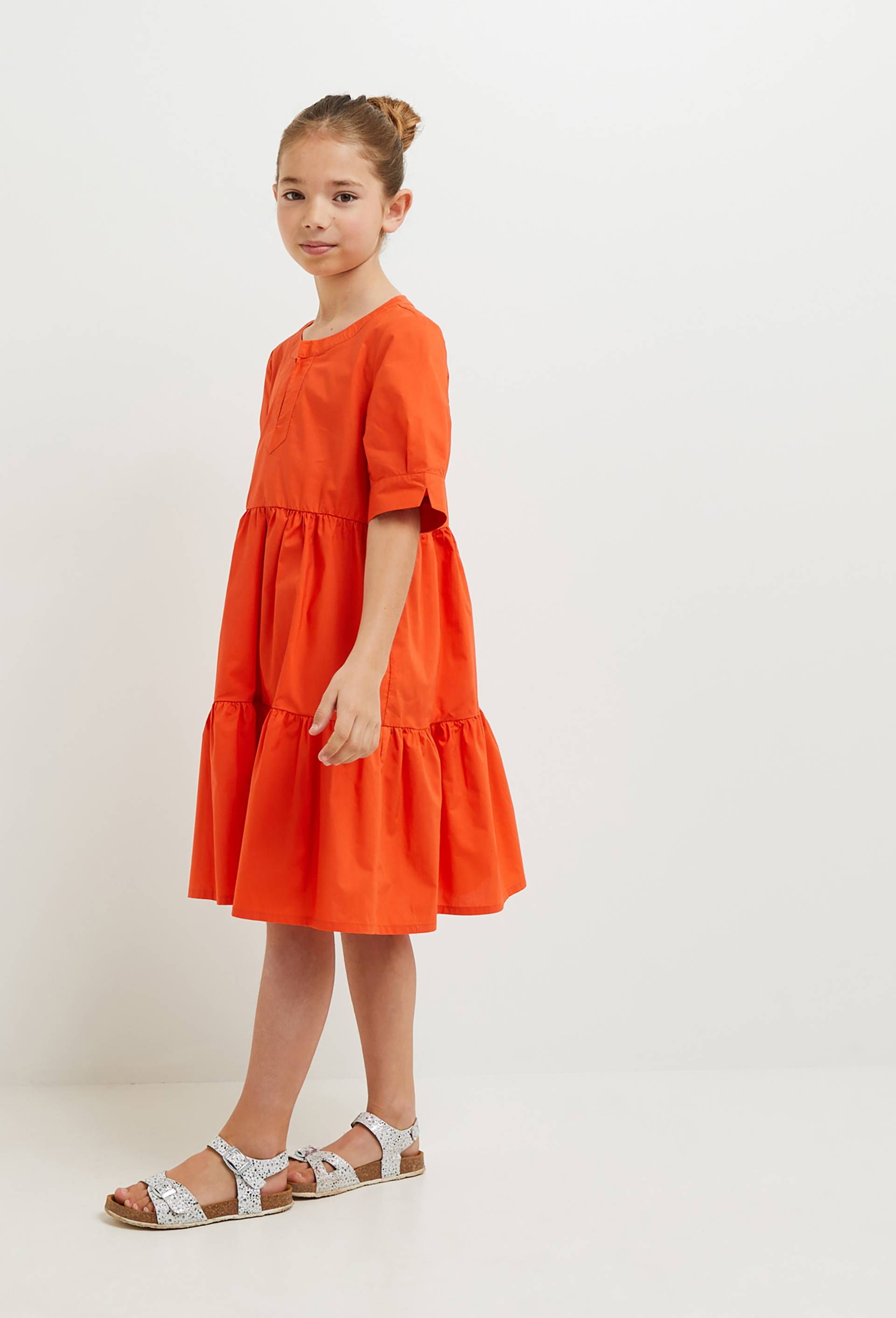Robe unie en coton, coton BIO, Orange, large image number 0.0