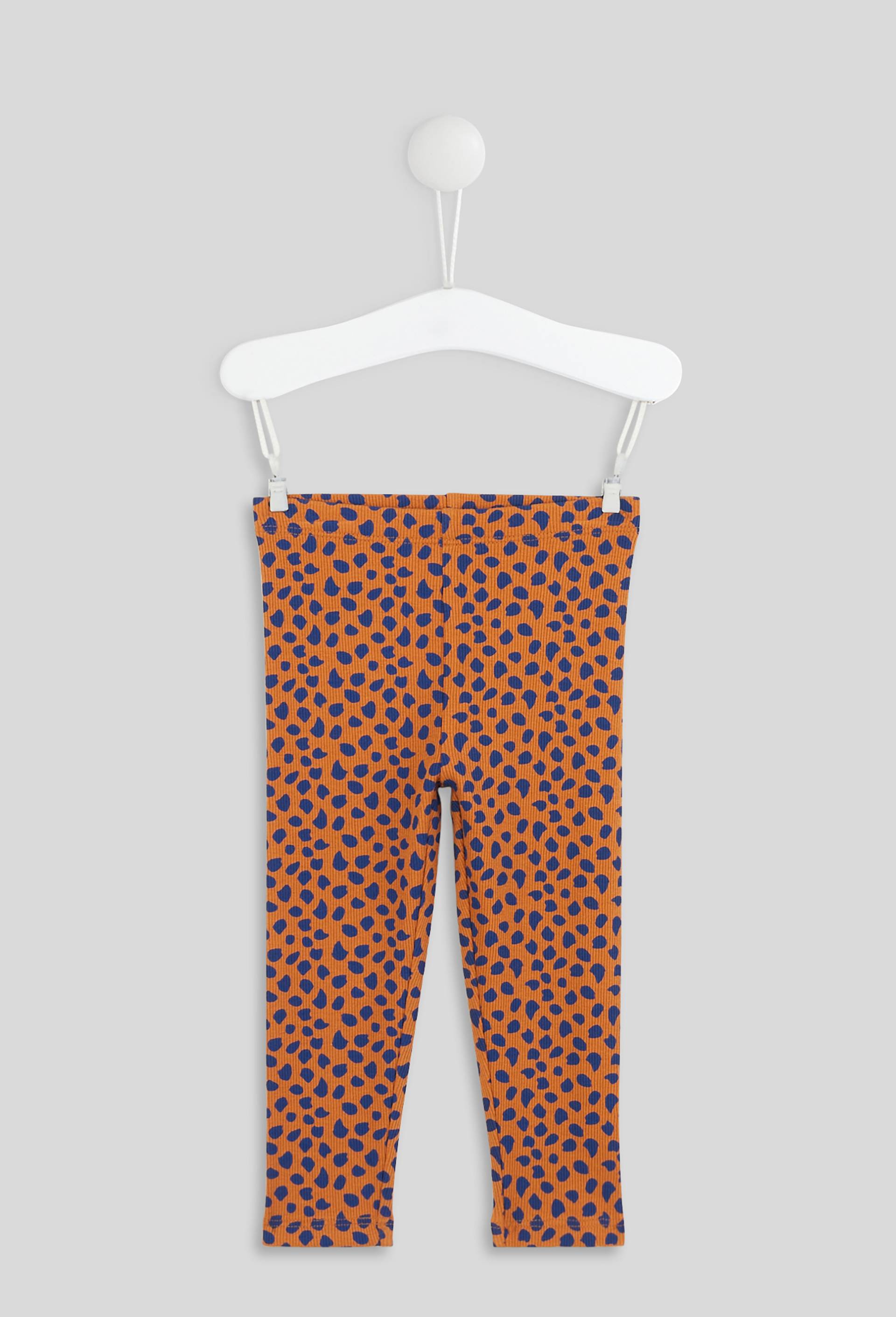 Legging imprimé taches en coton BIO, Oeko-Tex, Brun clair, large image number 0.0