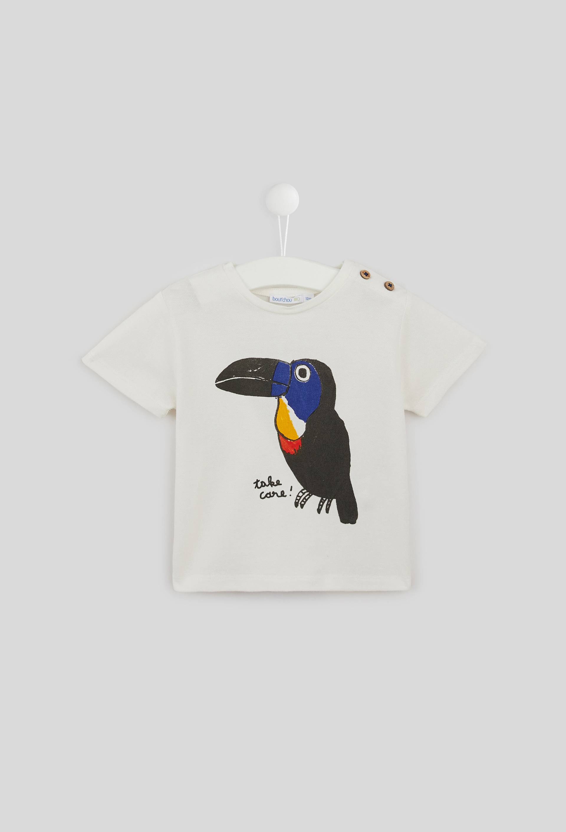 T.shirt en piqué imprimé en coton BIO, Oeko-Tex, Ecru, large image number 0.0