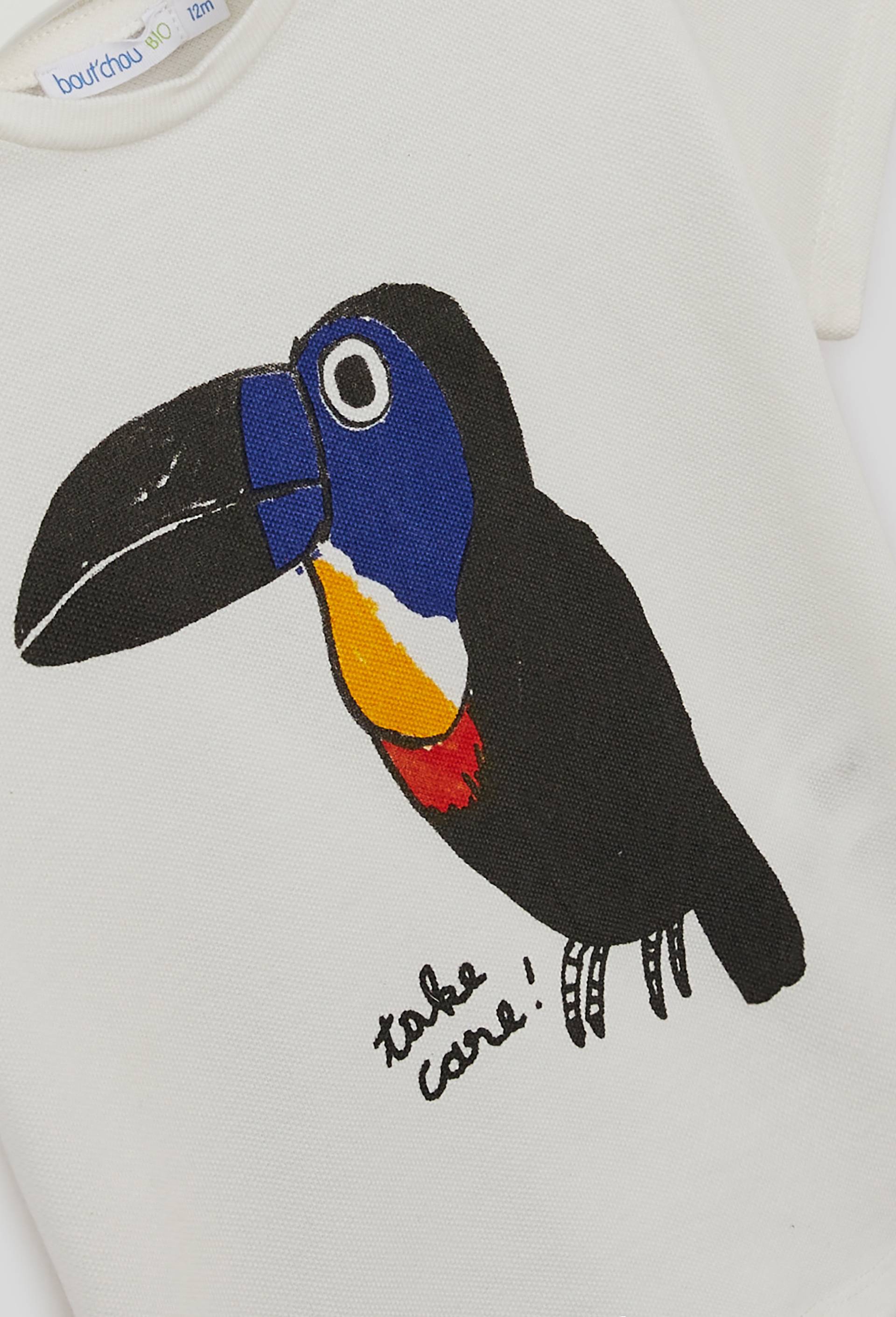 T.shirt en piqué imprimé en coton BIO, Oeko-Tex, Ecru, large image number 2.0