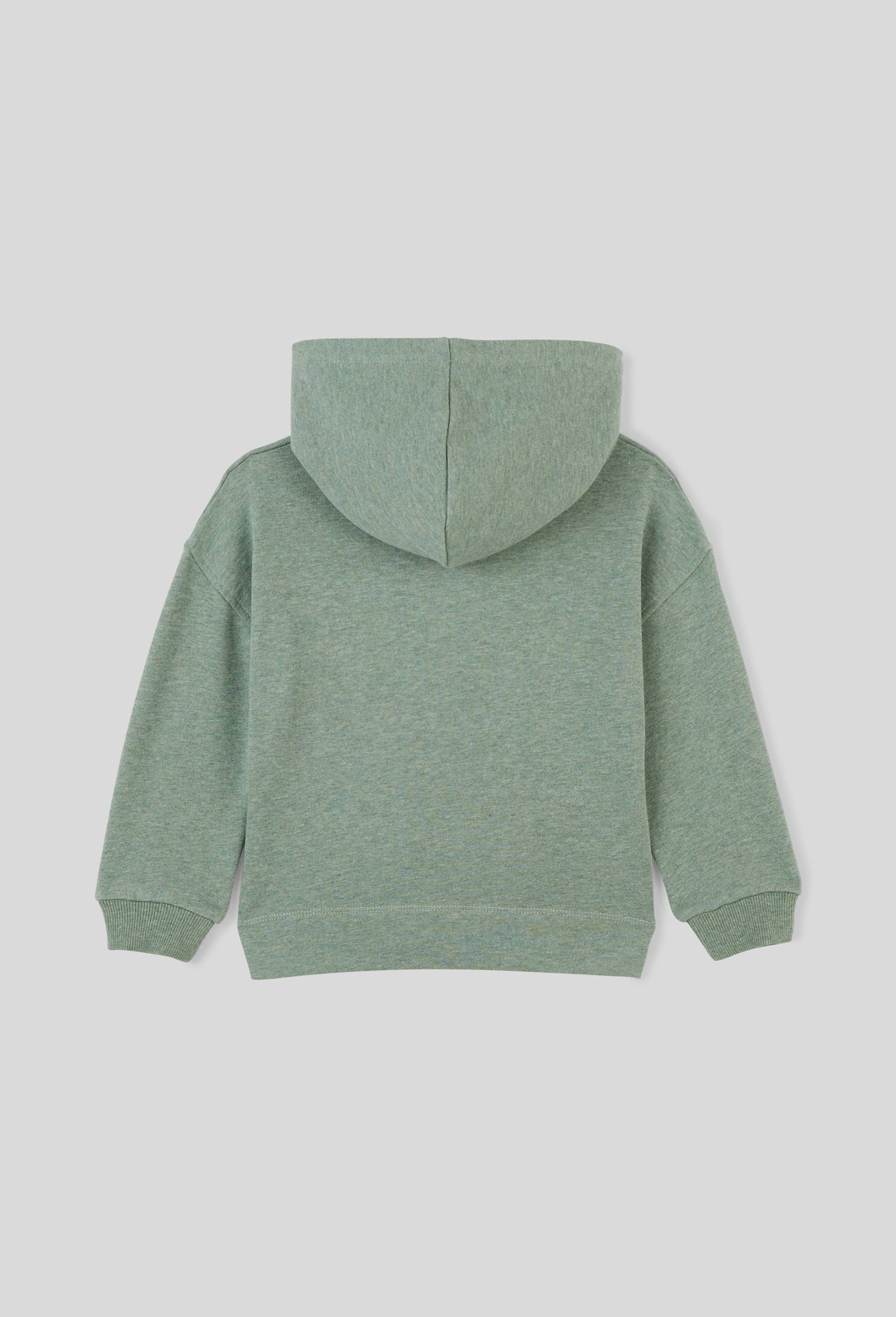 Sweat à capuche avec poche ventrale et lettrage brodé, BIO, Vert, large image number 1.0