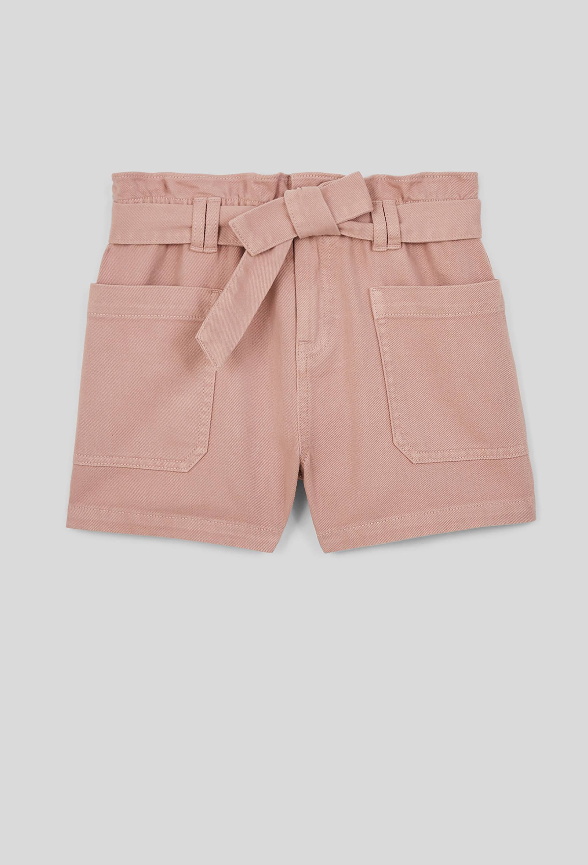 Short uni ceinturé en coton, Beige clair, large image number 1.0