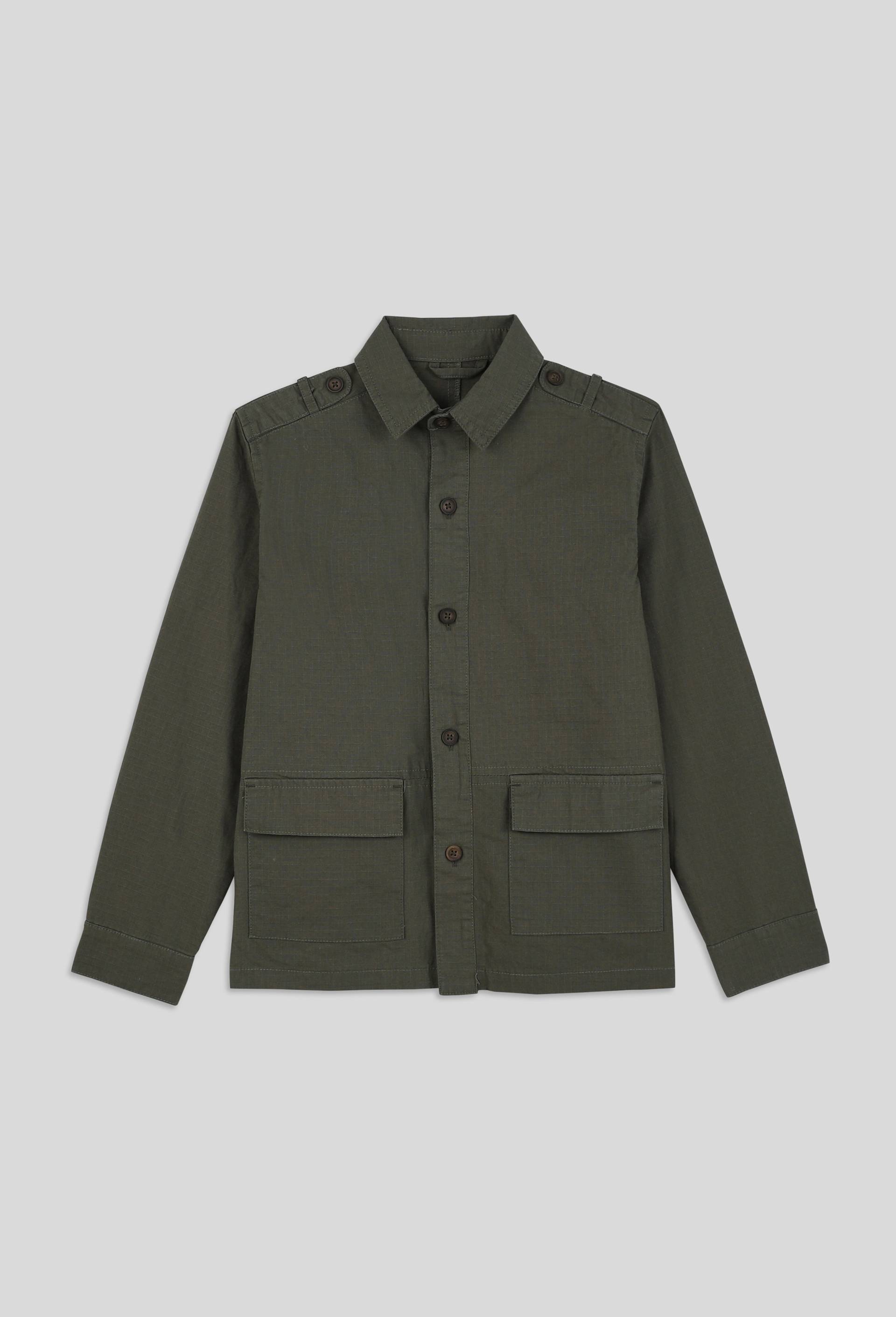 Veste worker unie avec boutons aux épaules, Oeko-Tex, Vert foncé, large image number 1
