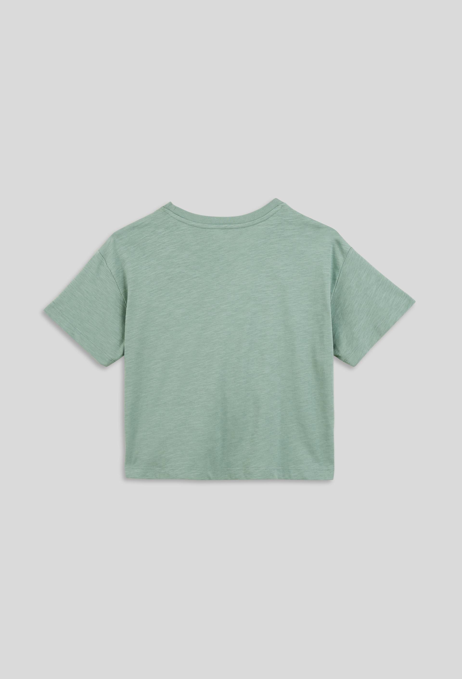 T-shirt manches courtes brodé, coton BIO, Vert foncé, large image number 2.0
