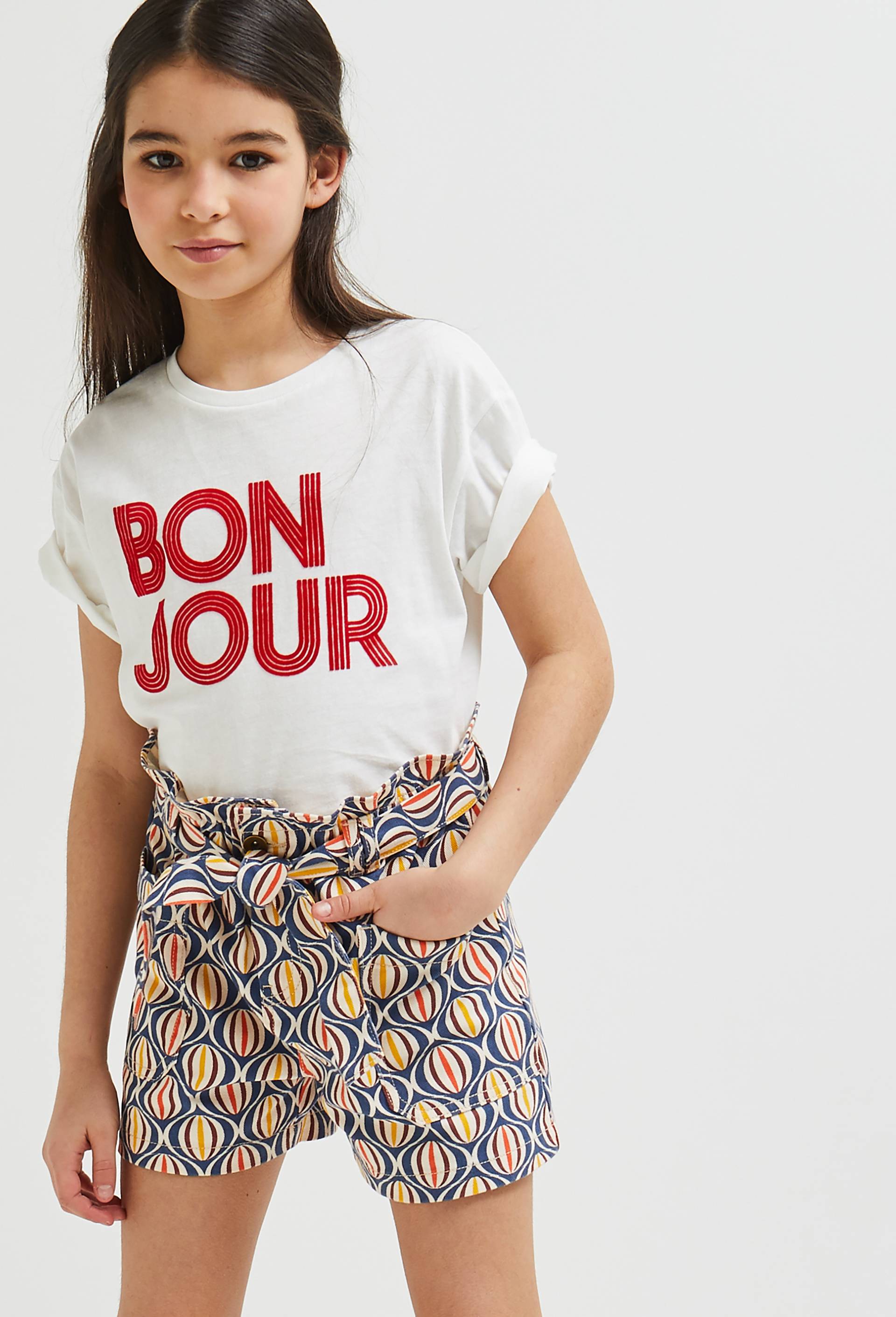 Short en twill imprimé, Oeko-Tex, Beige clair, large image number 0.0