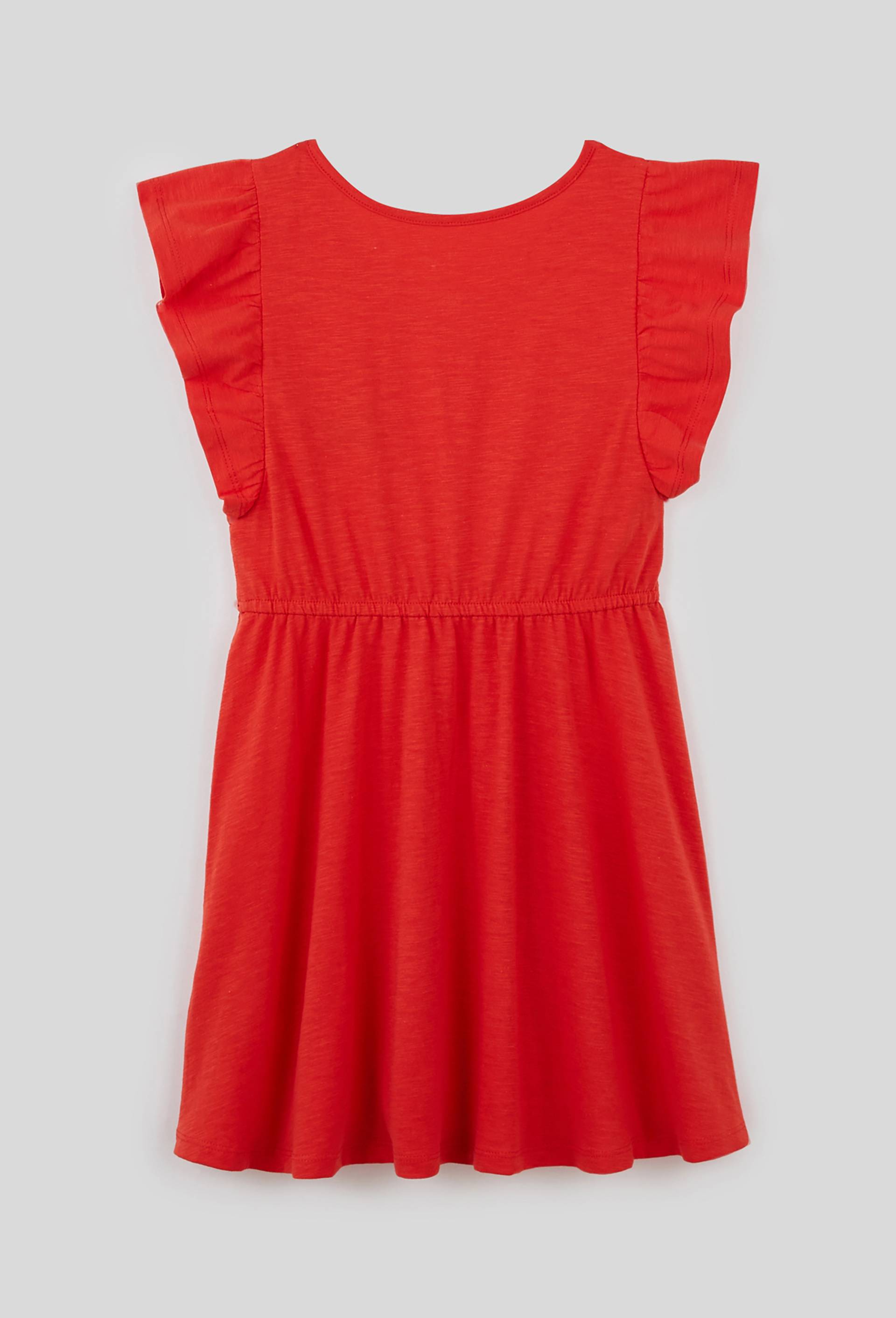 Robe en jersey fleur brodée, coton BIO, Rouge, large image number 1
