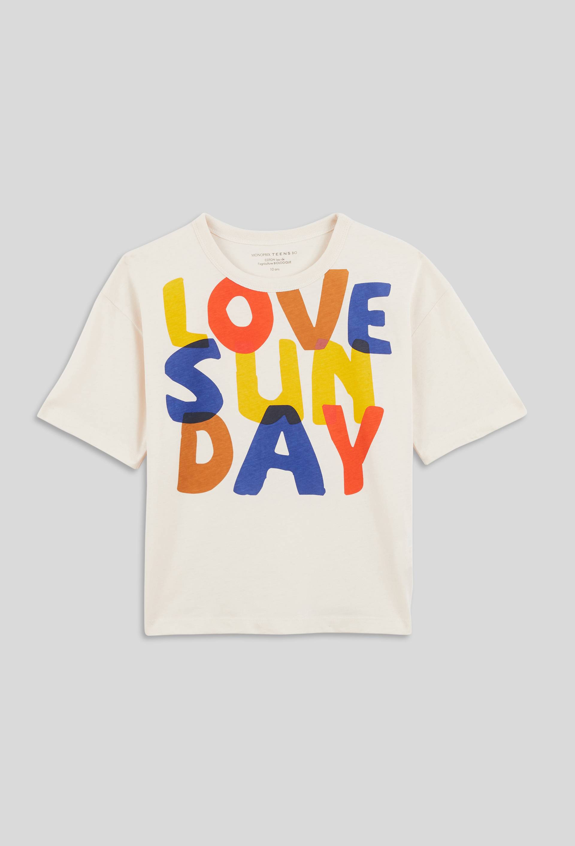 T-shirt imprimé manches courtes, coton BIO, Beige clair, large image number 1