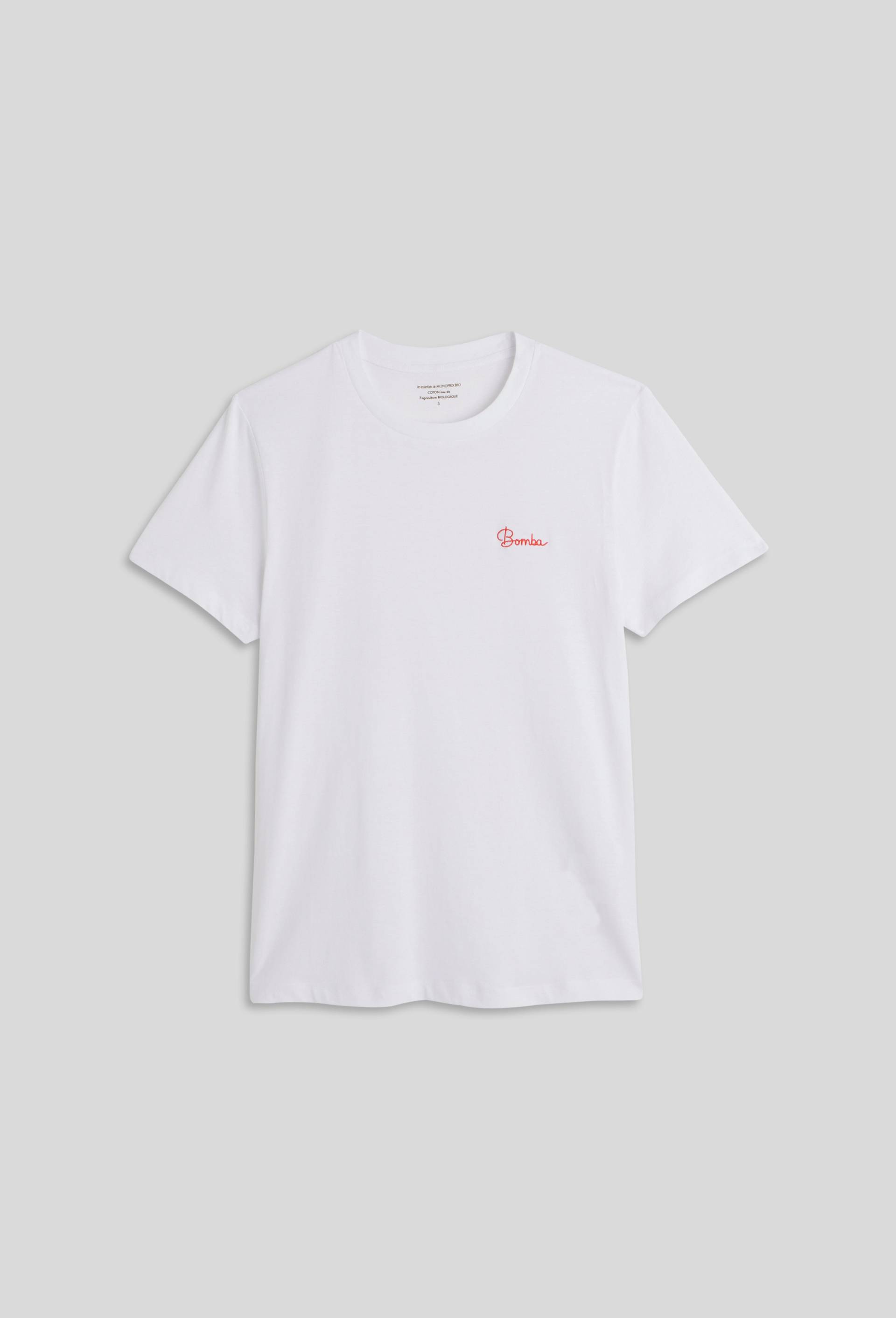 T.shirt brodé, en coton BIO, Blanc, large image number 2.0
