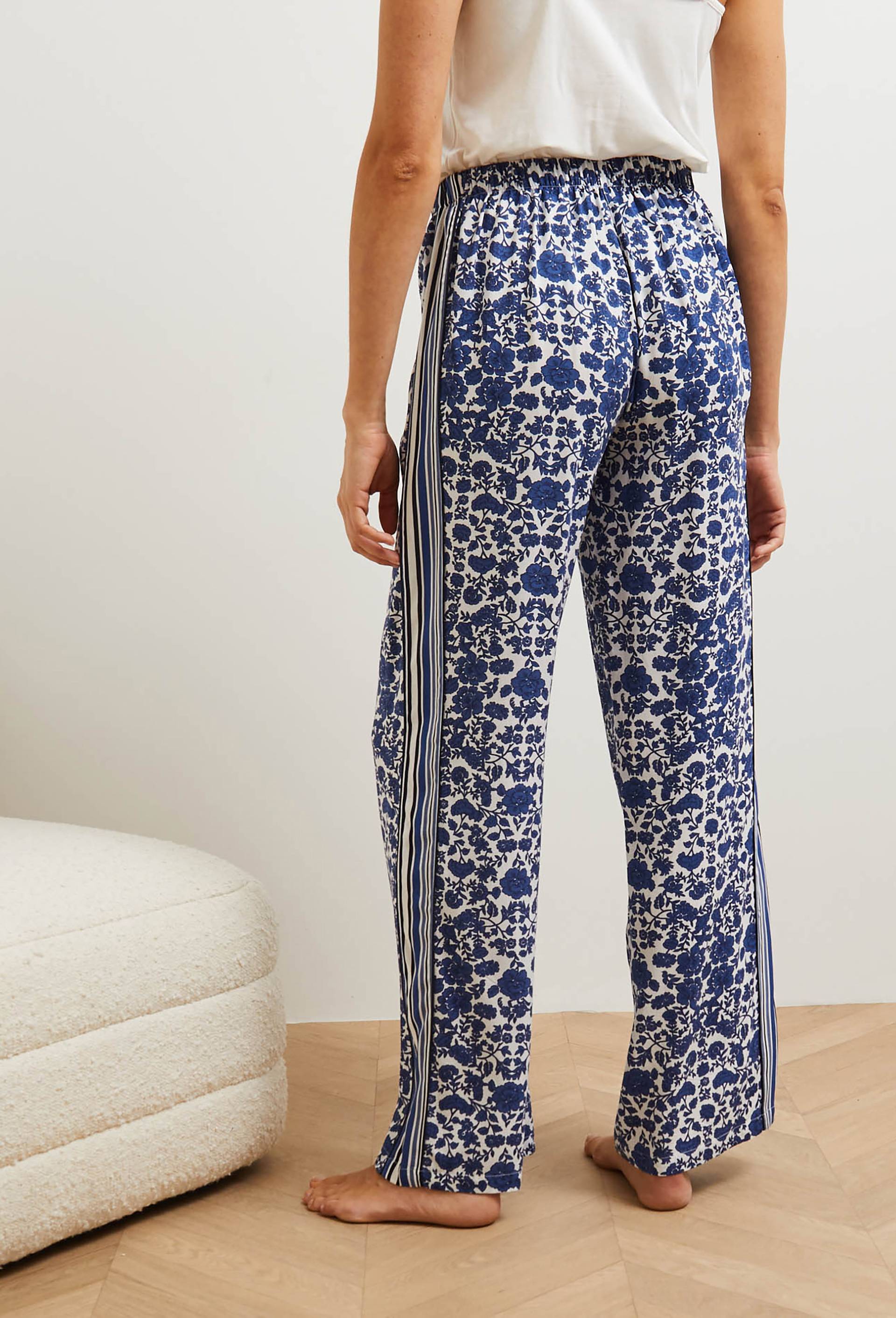 Pantalon droit à imprimés contrastés, Ecovero, Blanc, large image number 1.0