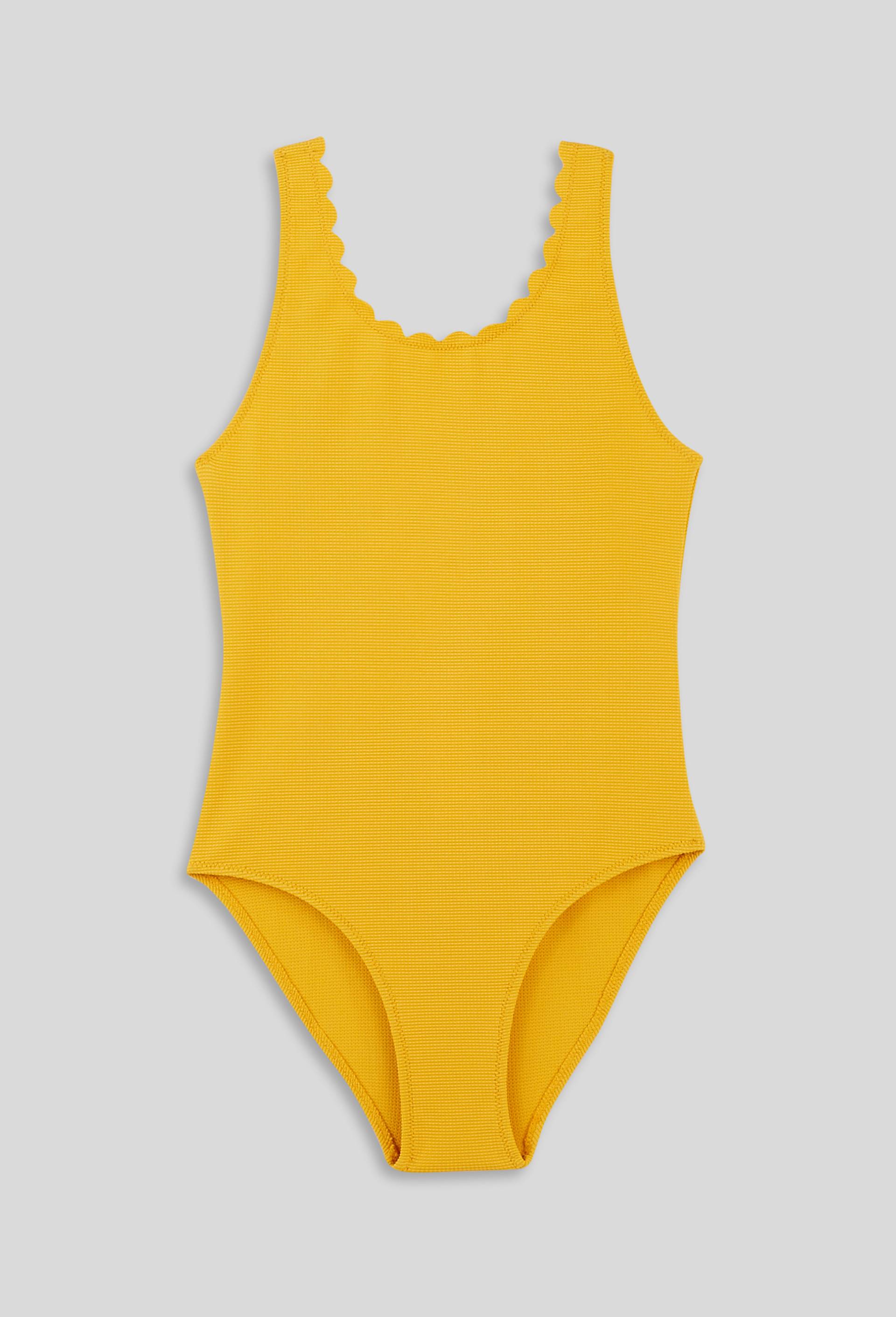 Maillot de bain 1 pièce uni, Jaune, large image number 0