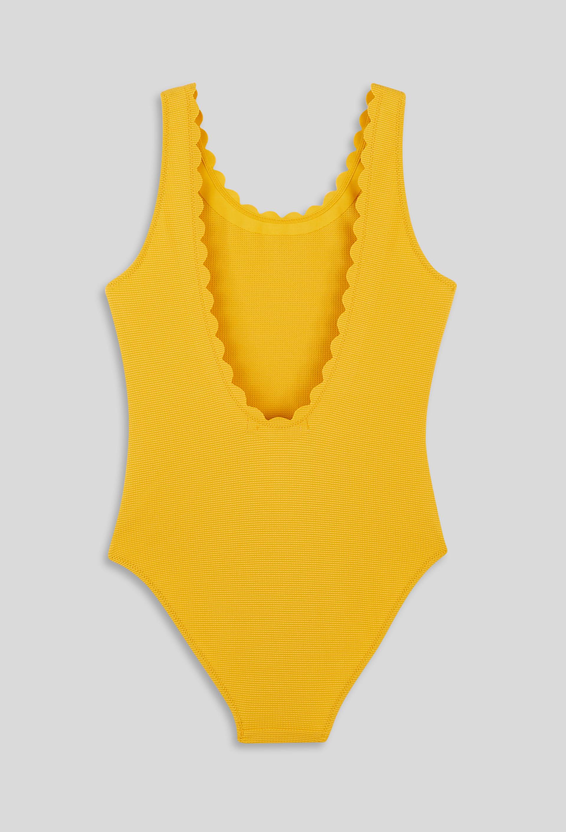 Maillot de bain 1 pièce uni, Jaune, large image number 1