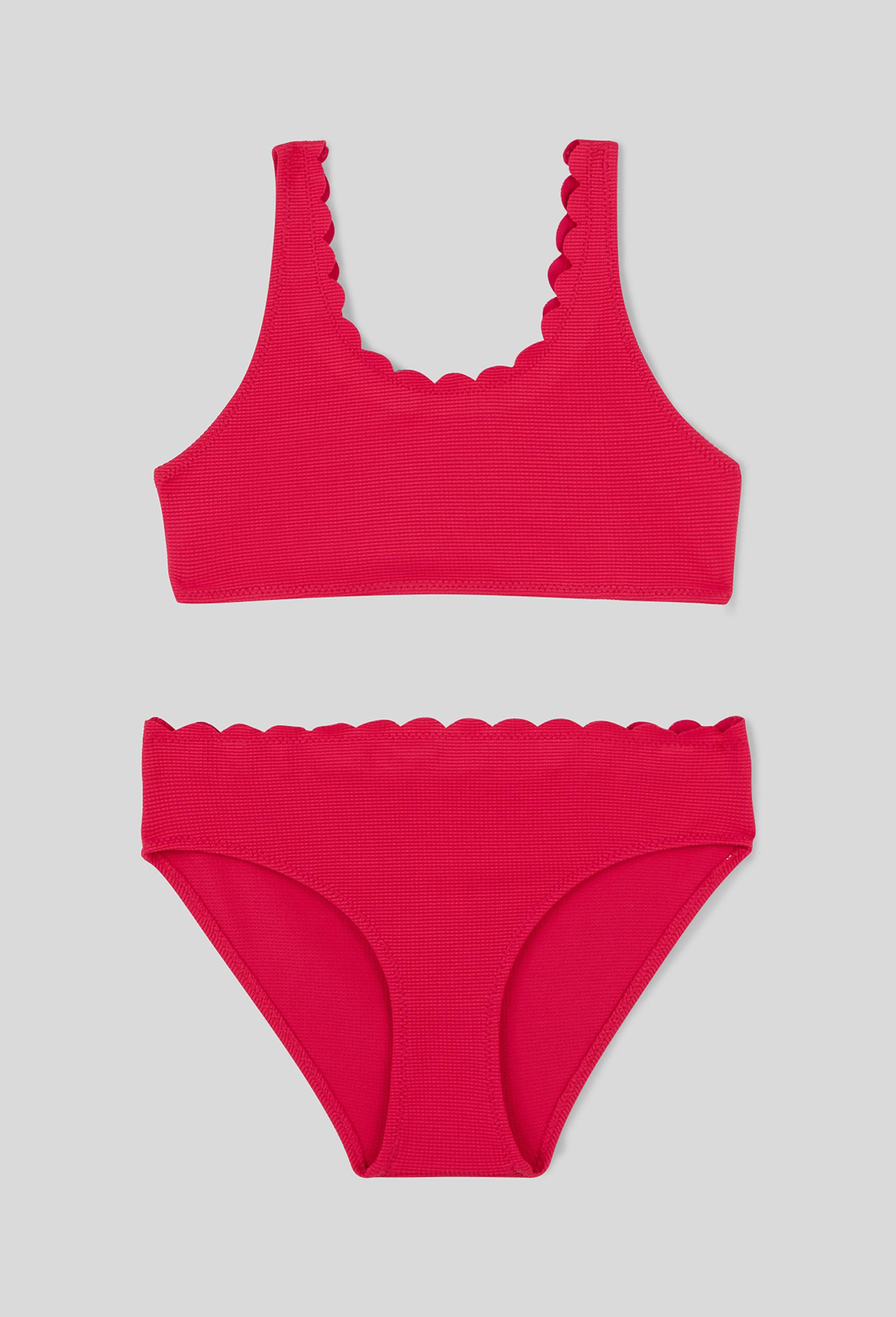 Maillot de bain 2 pièces uni, Rose foncé, large image number 0
