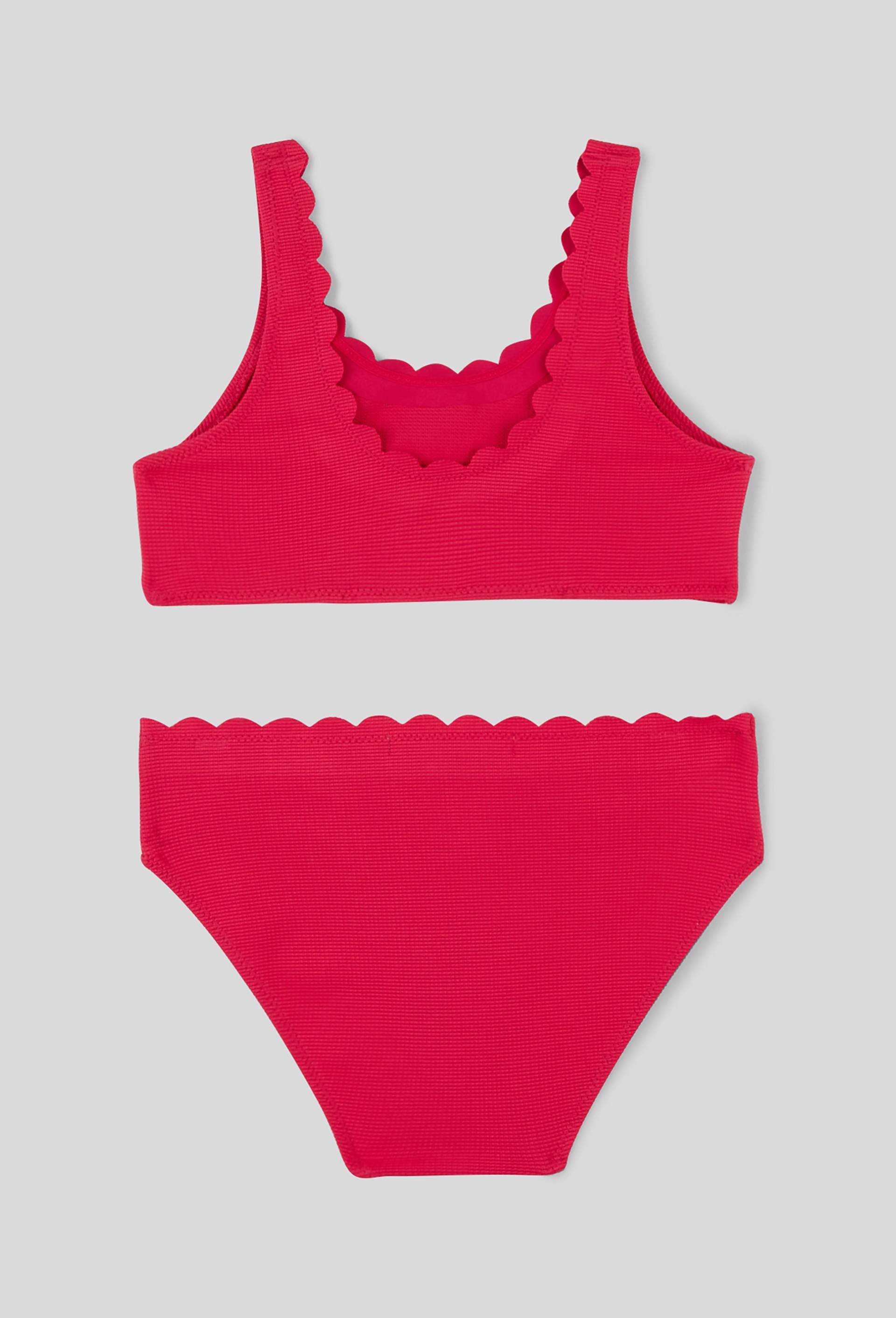 Maillot de bain 2 pièces uni, Rose foncé, large image number 1