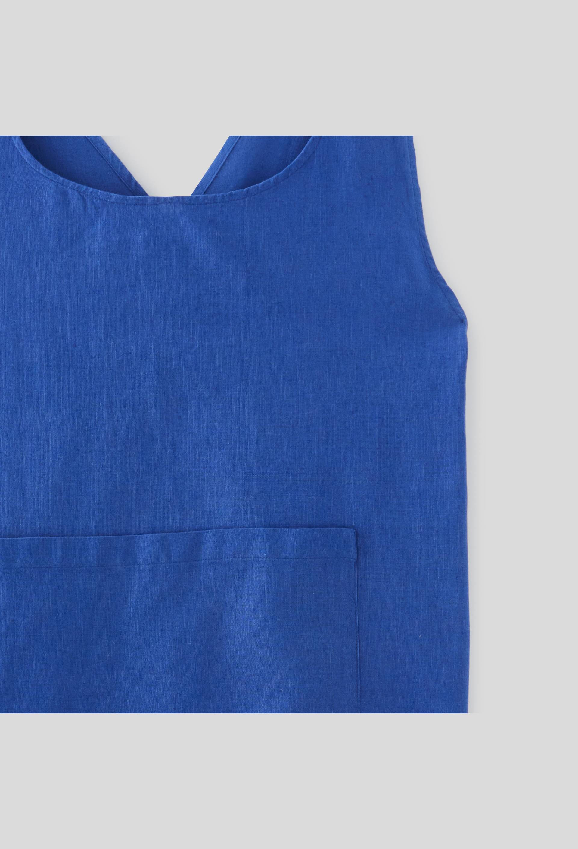 Tablier de cuisine, coton lin, 105x59cm, Bleu, large image number 1.0