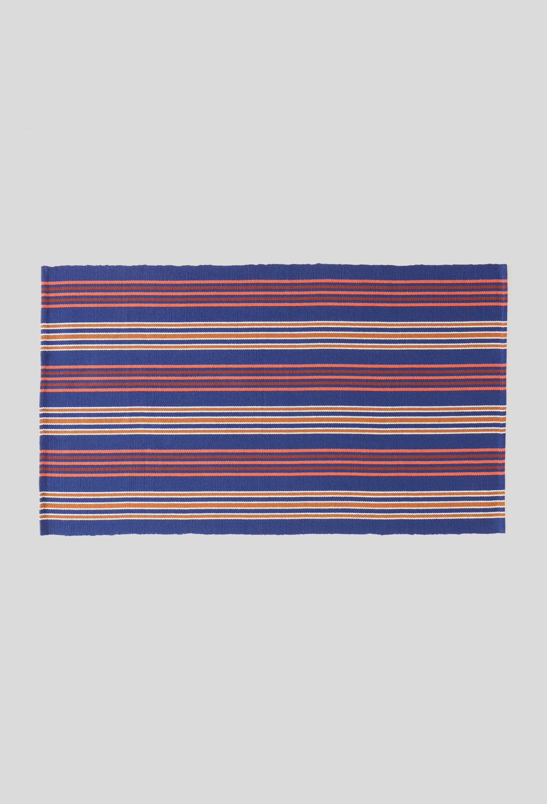 Tapis, 90x160cm, rayé, coton., Bleu, large image number 0