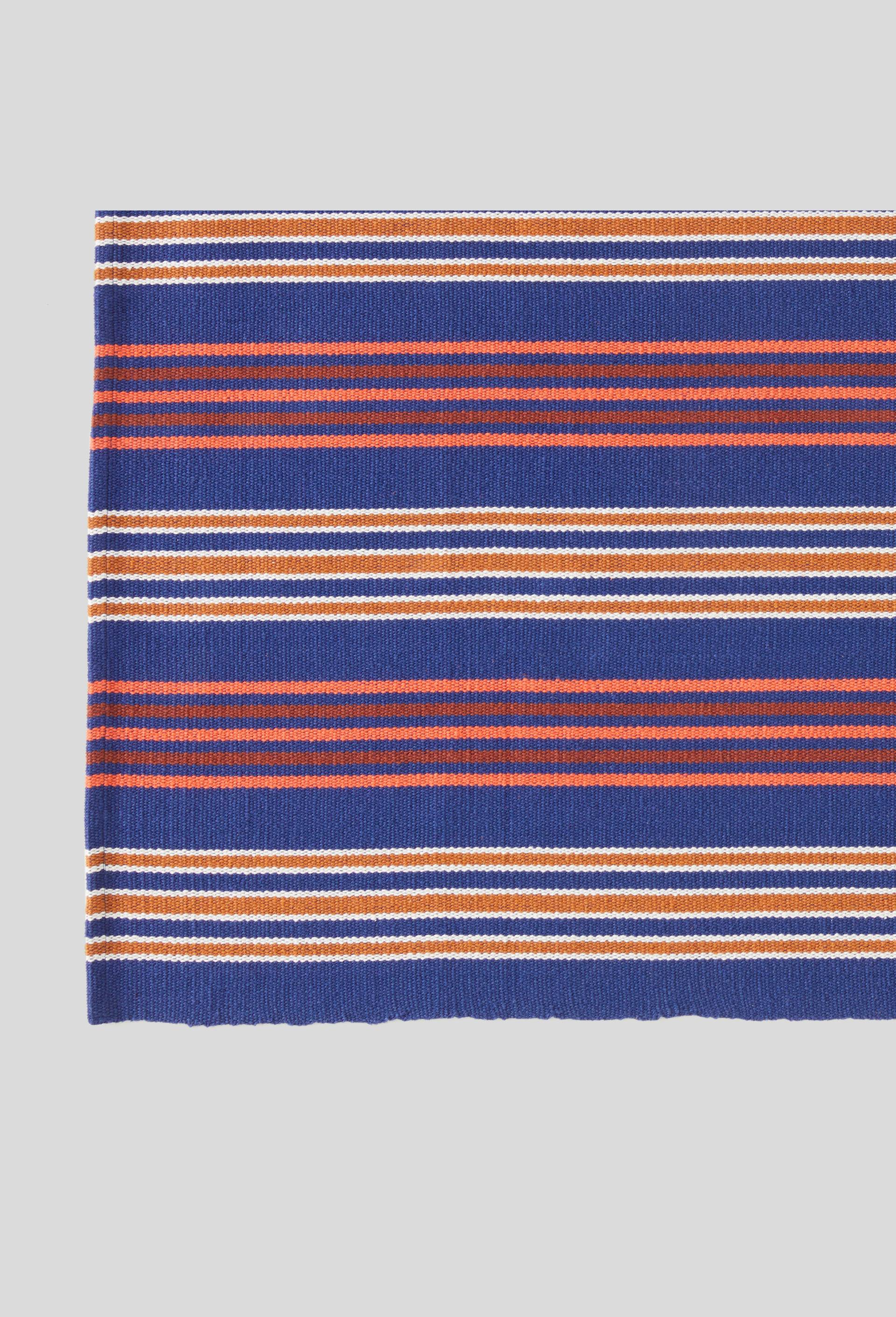 Tapis, 90x160cm, rayé, coton., Bleu, large image number 1