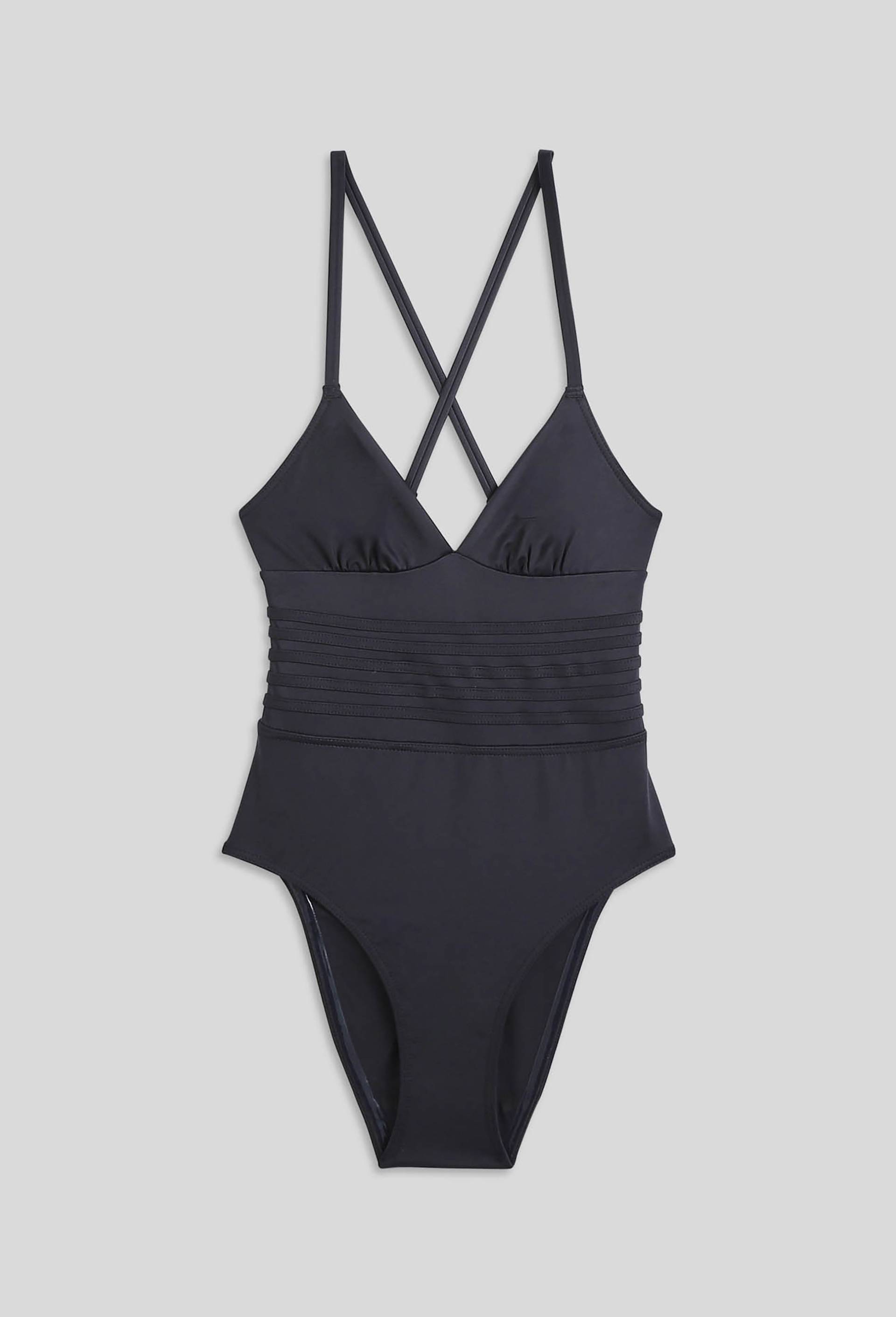 Maillot de bain 1 pi&egrave;ce menstruel, Oeko-Tex et mati&egrave;re recycl&eacute;e, Noir, large image number 2