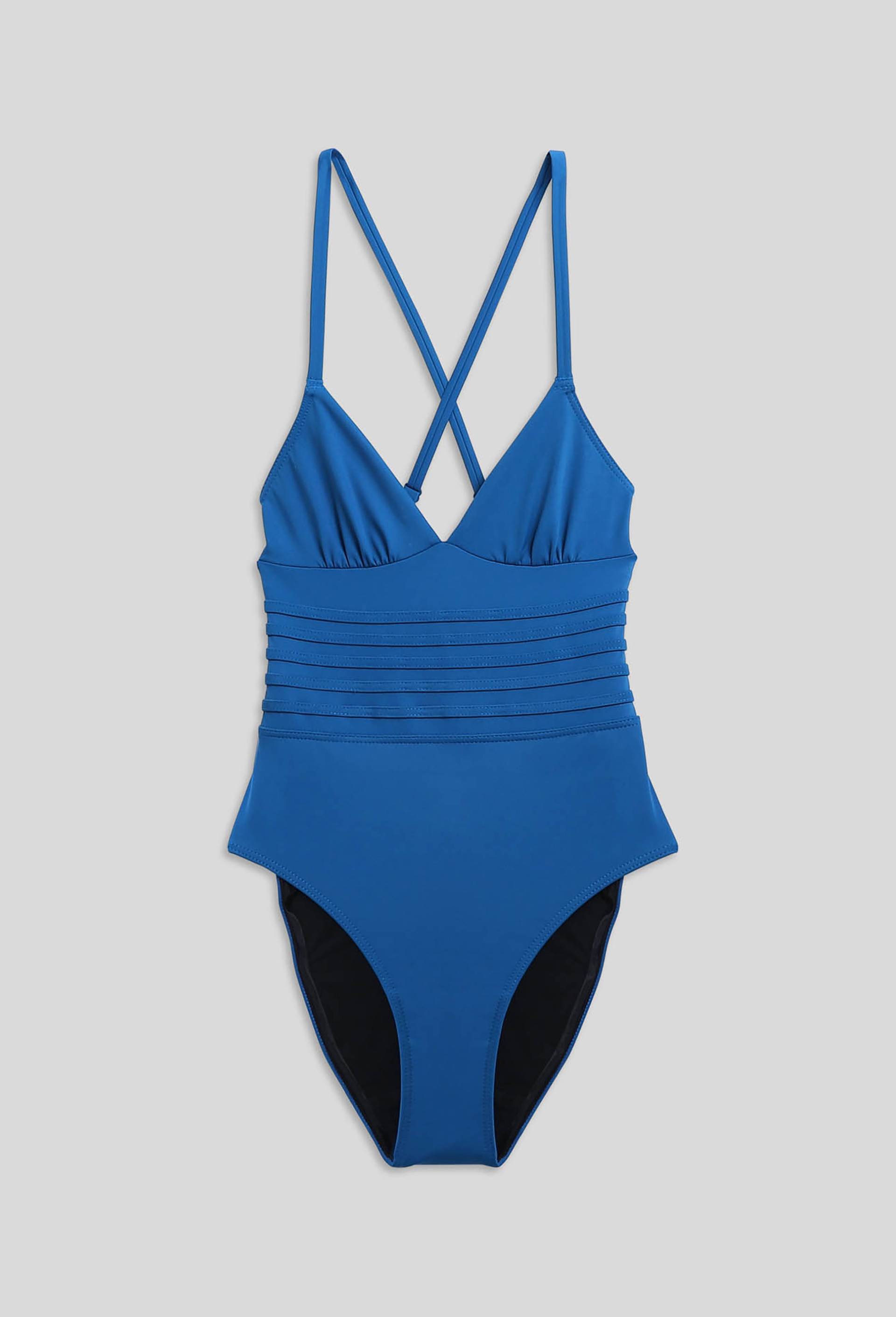 Maillot de bain 1 pi&egrave;ce menstruel, Oeko-Tex et mati&egrave;re recycl&eacute;e, Bleu, large image number 2