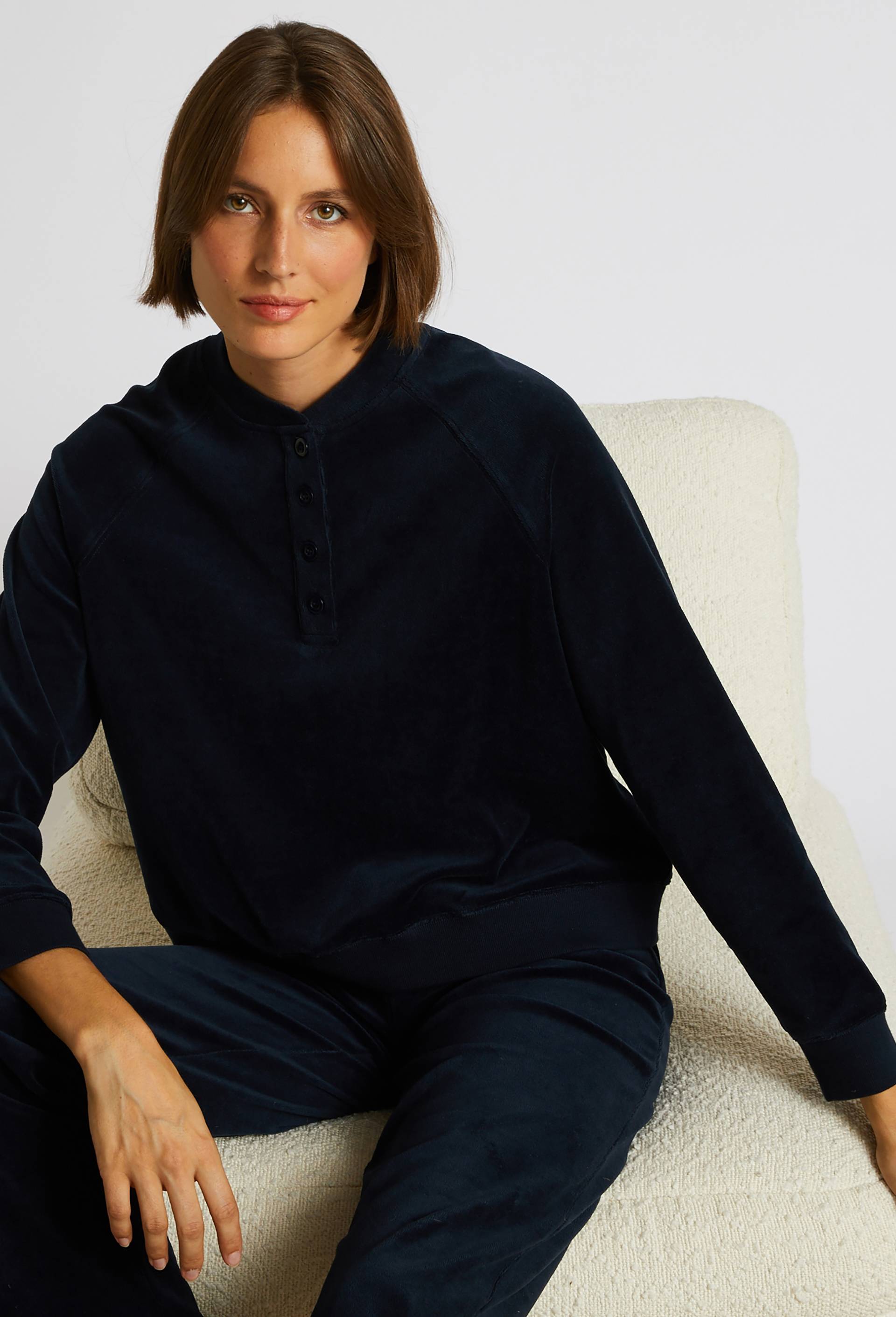 Sweat en velours, Bleu foncé, large image number 0.0