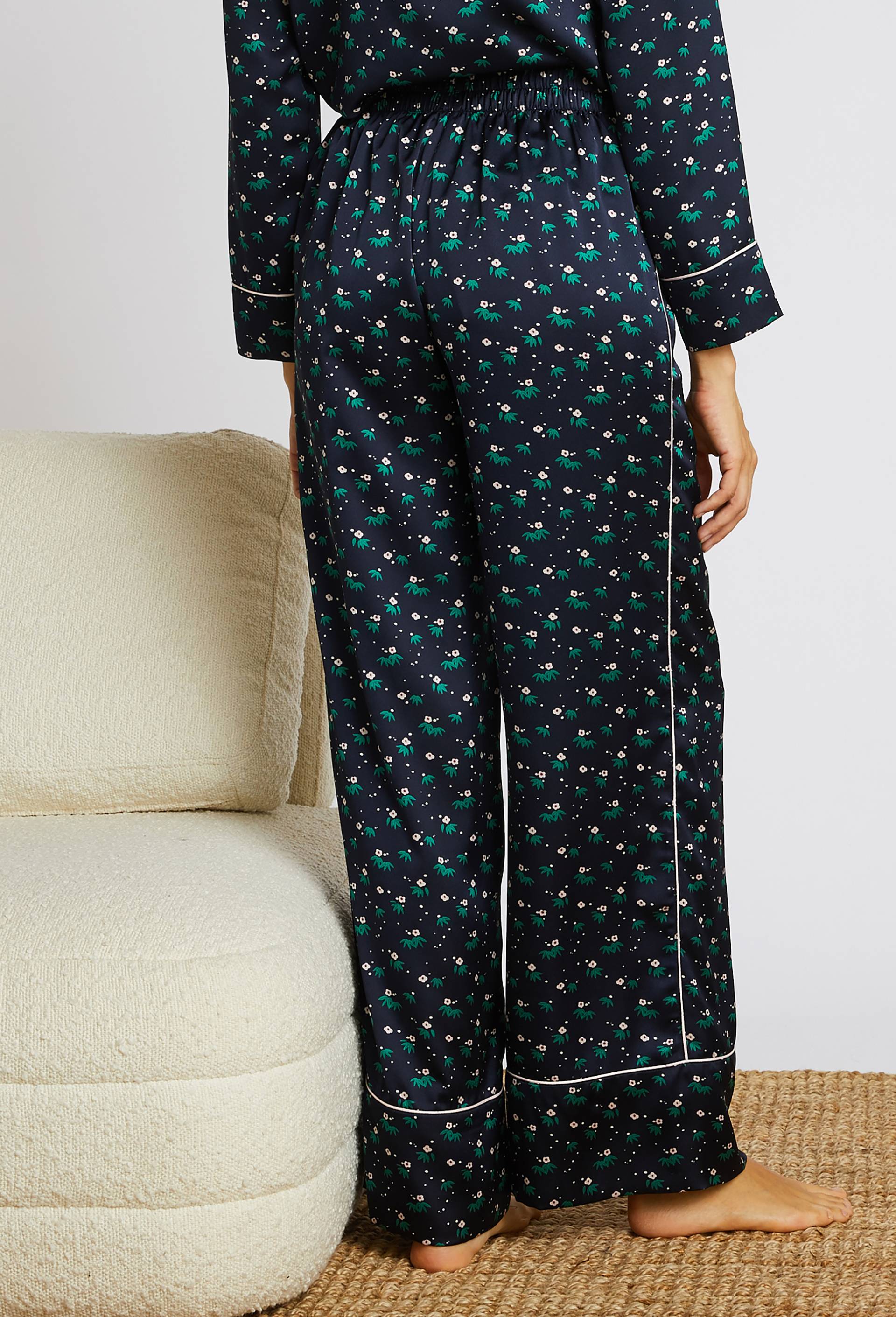 Pantalon large à imprimé Oeko-tex, Bleu foncé, large image number 1.0