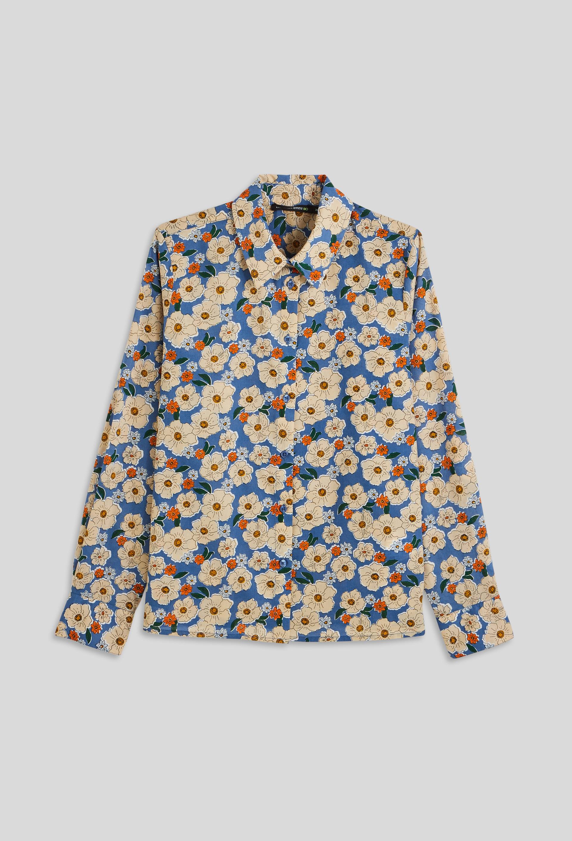 Chemise imprimée, Coton BIO, Bleu, large image number 2