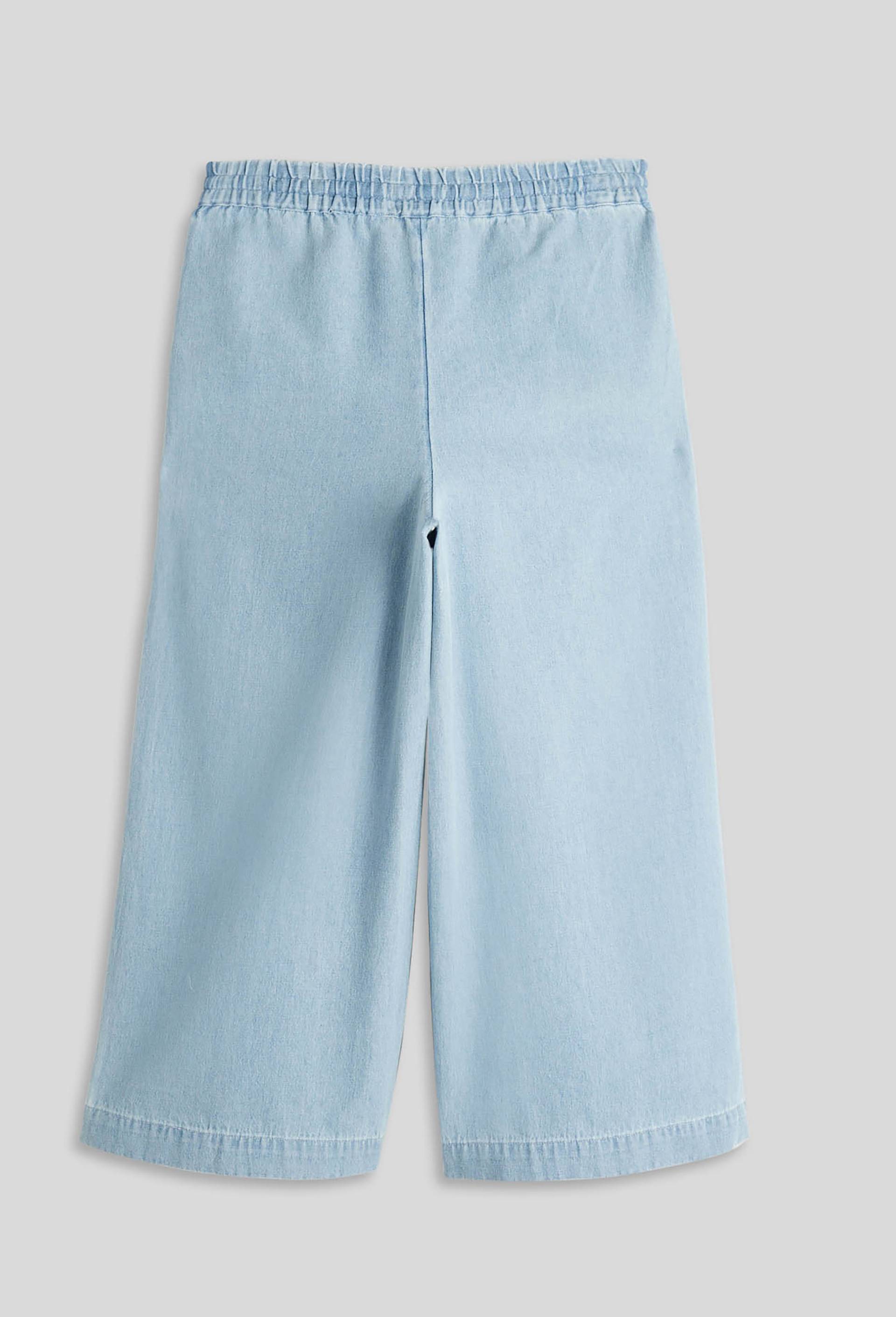 Pantalon taille &eacute;lastiqu&eacute;e en coton chambray, Bleu clair, large image number 2