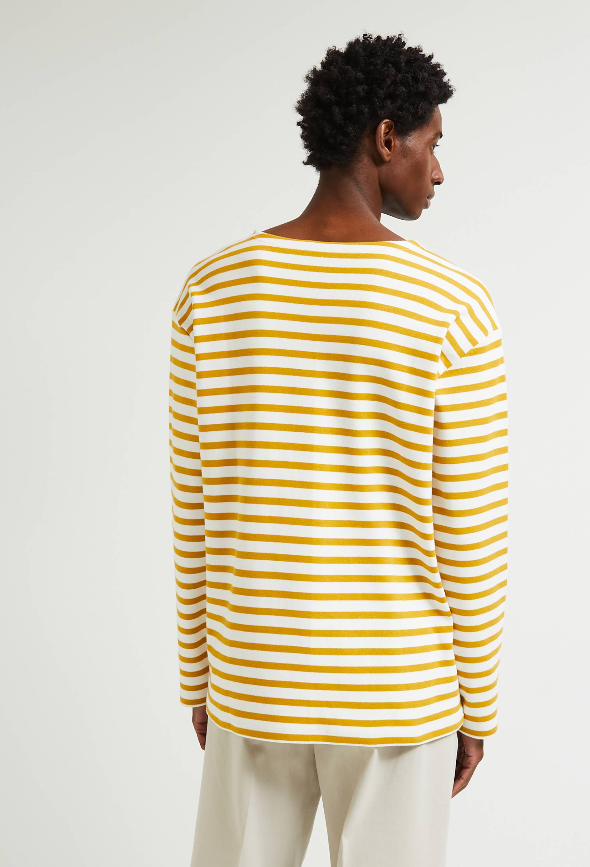 T-shirt manches longues marinière en coton BIO, Jaune foncé, large image number 1