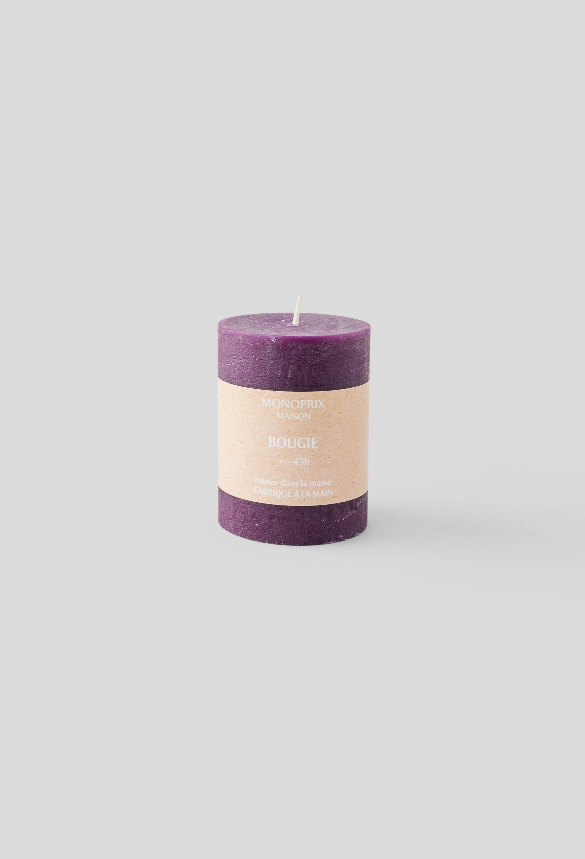 Bougie teintée dans la masse, 7xH9cm, en cire, Violet foncé, swatch image