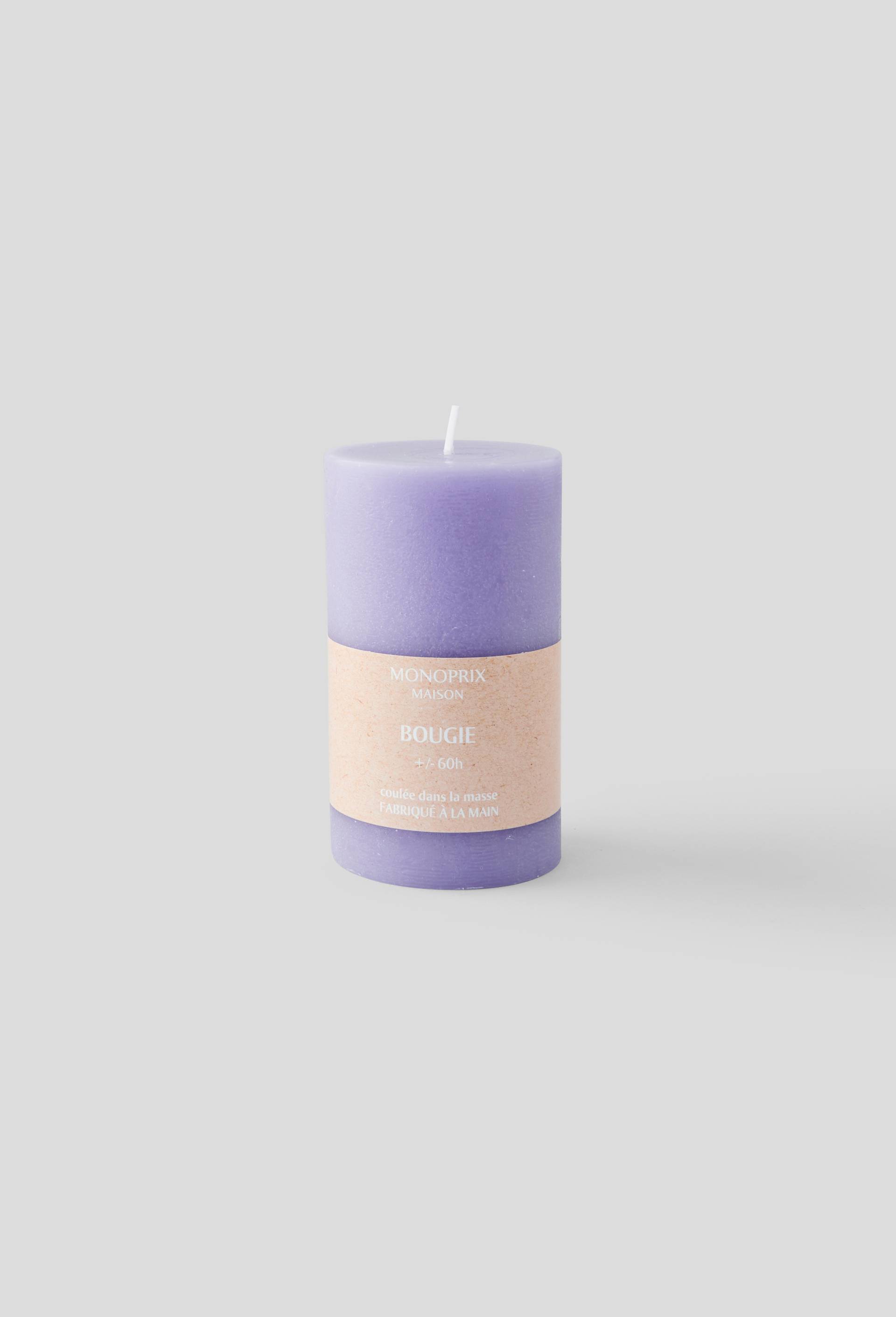Bougie teintée dans la masse, 7xH12cm, en cire, Violet clair, swatch image