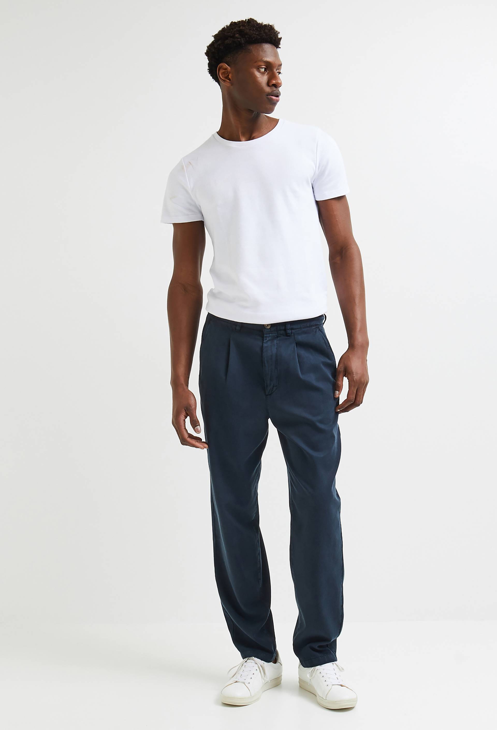 Pantalon en lyocell et coton certifié Lenzing, Bleu foncé, large image number 0