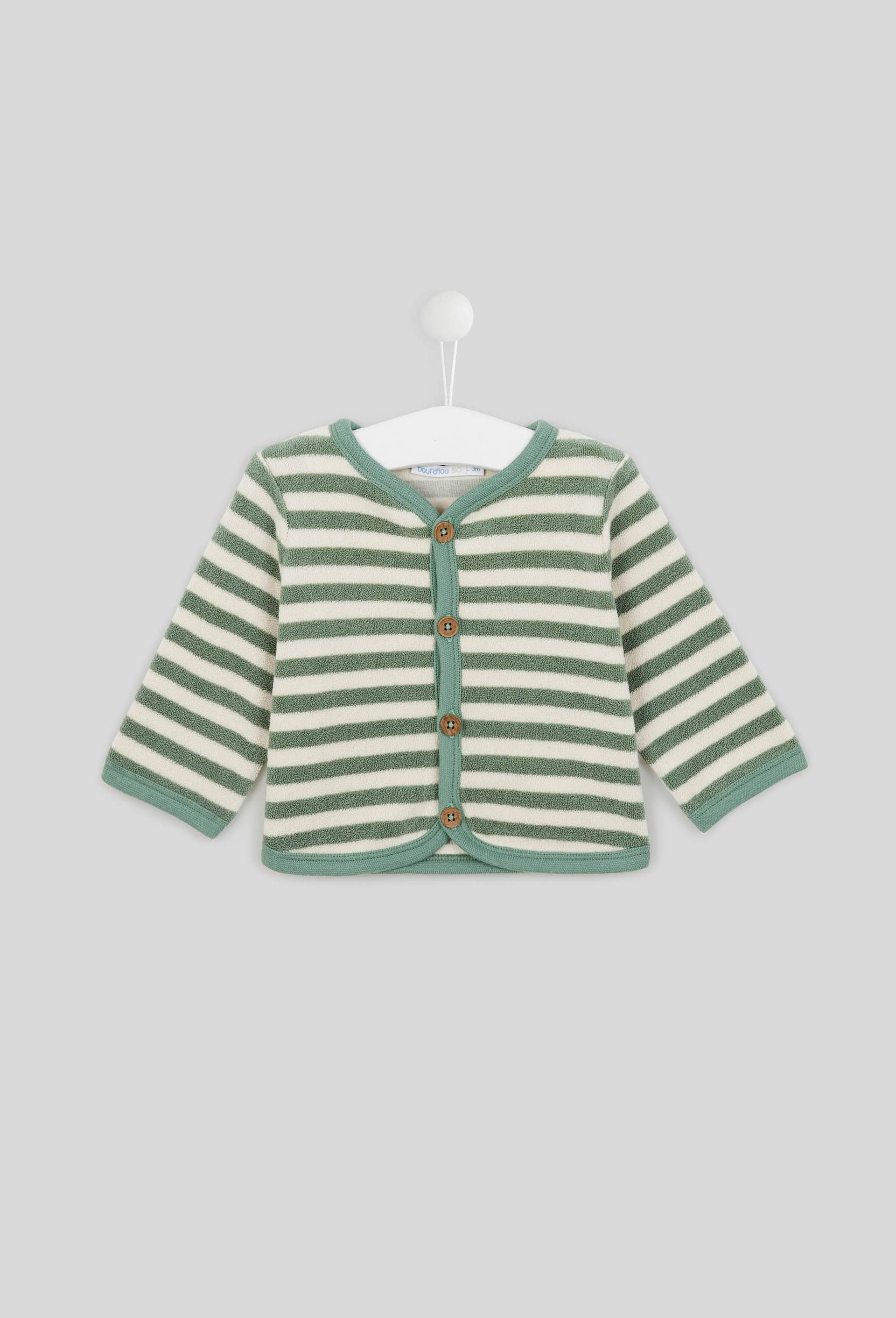 Cardigan rayé, en coton BIO, Oeko-Tex, Vert, large image number 0