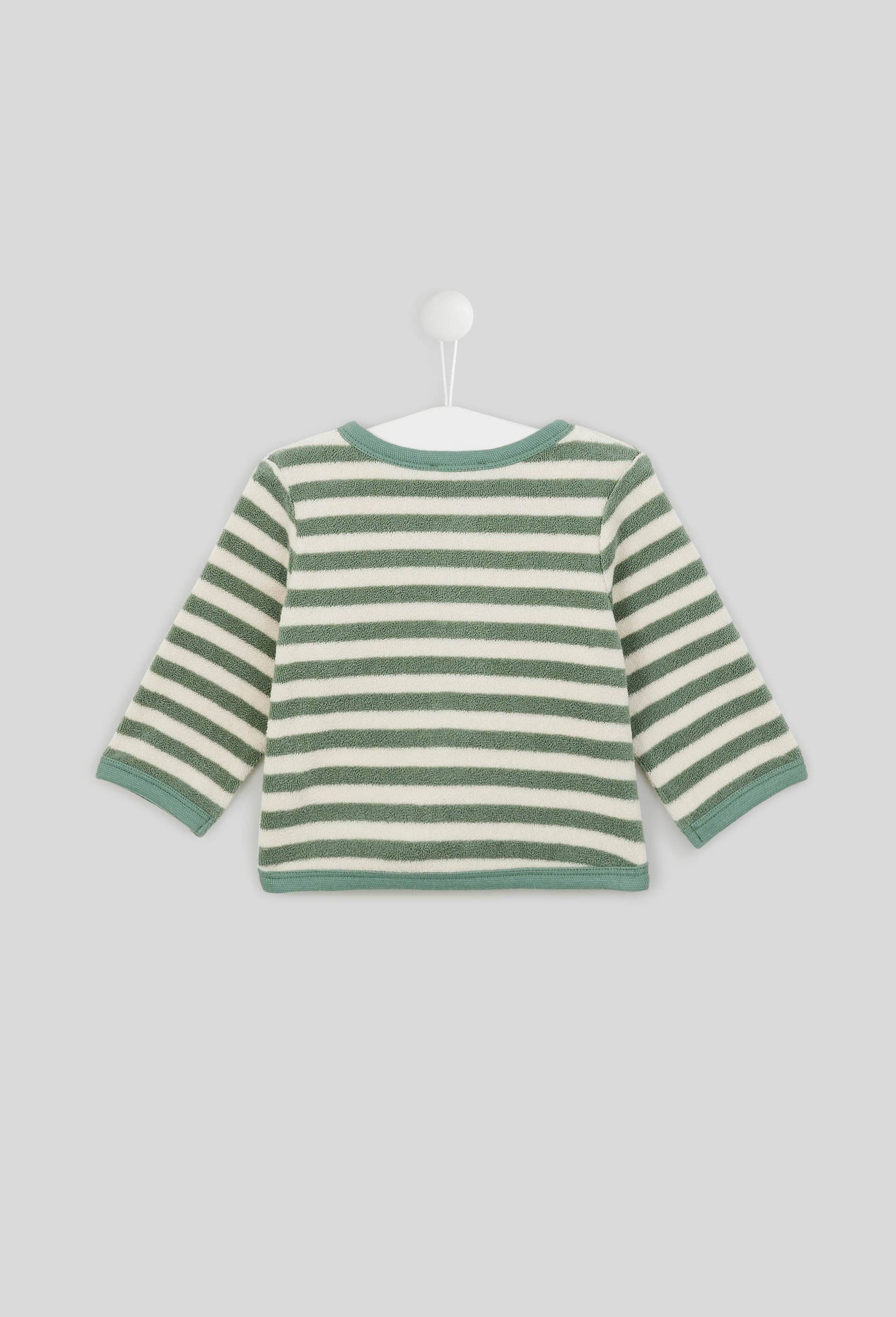 Cardigan rayé, en coton BIO, Oeko-Tex, Vert, large image number 1
