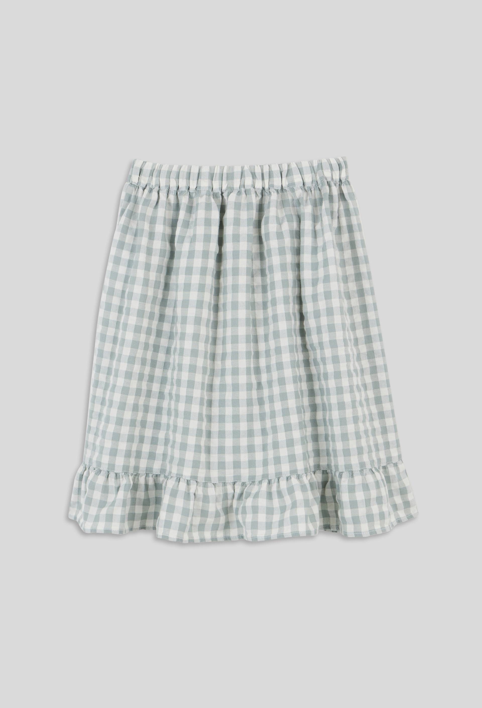 Jupe midi vichy en gaze de coton, coton BIO, Vert clair, large image number 2.0
