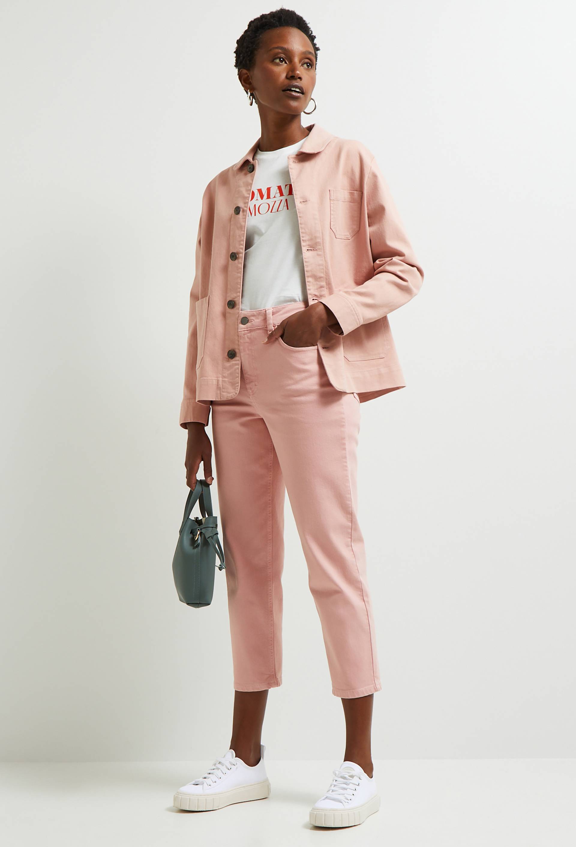 Pantalon droit en coton, Rose, large image number 0