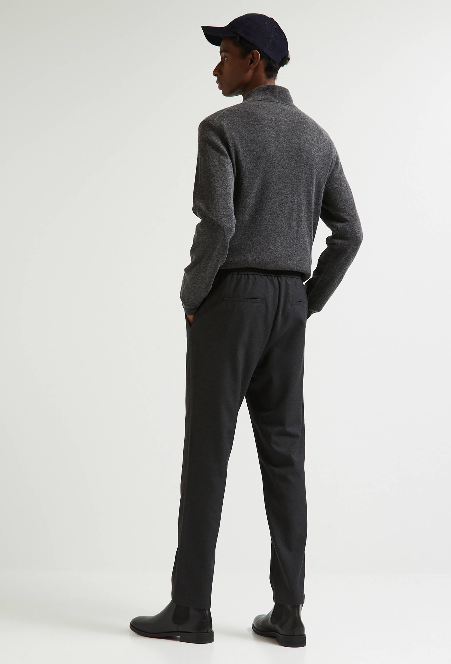 Pantalon droit à taille élastiquée, Gris foncé, large image number 1.0