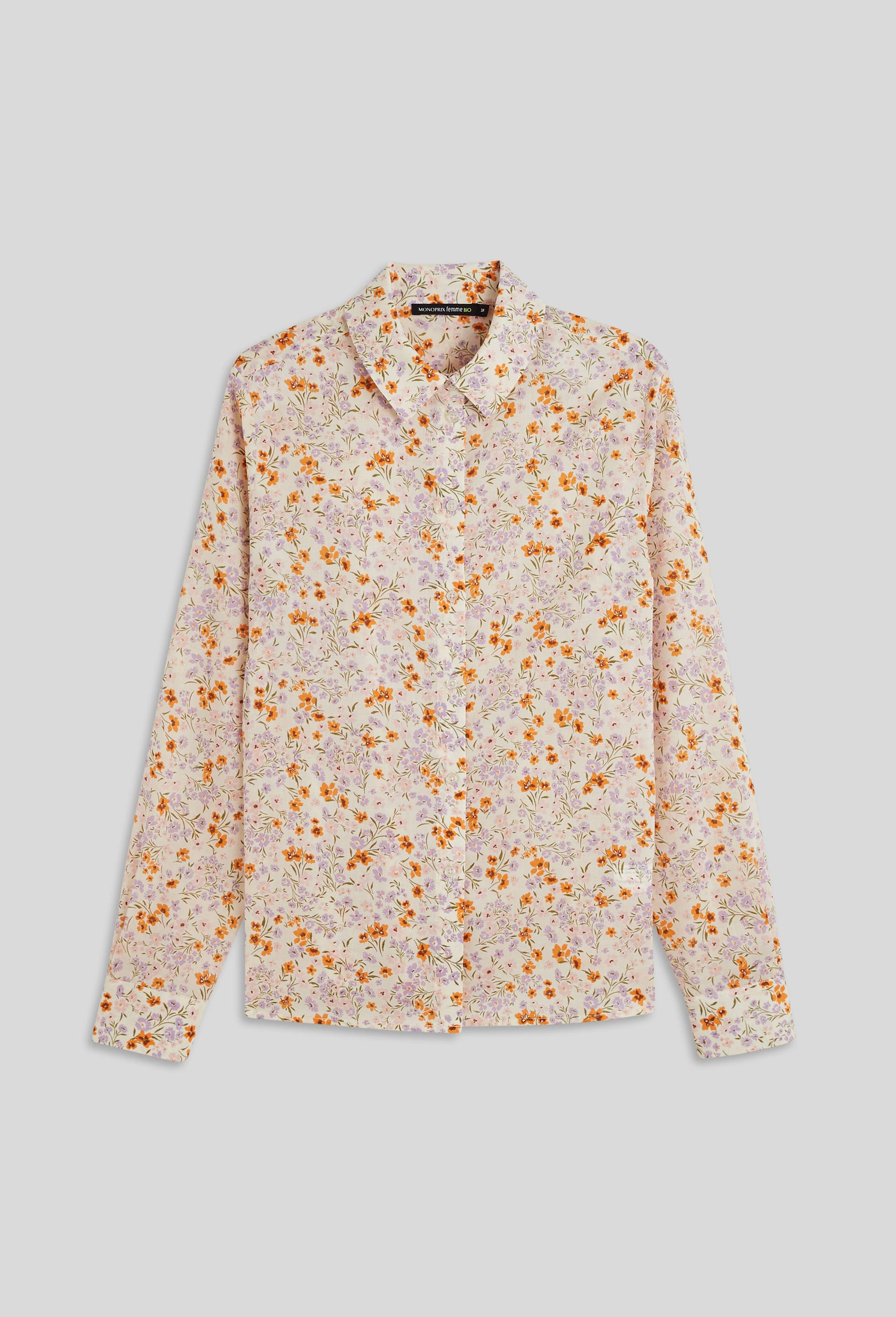 Chemise imprimée, Coton BIO, Ecru, large image number 1