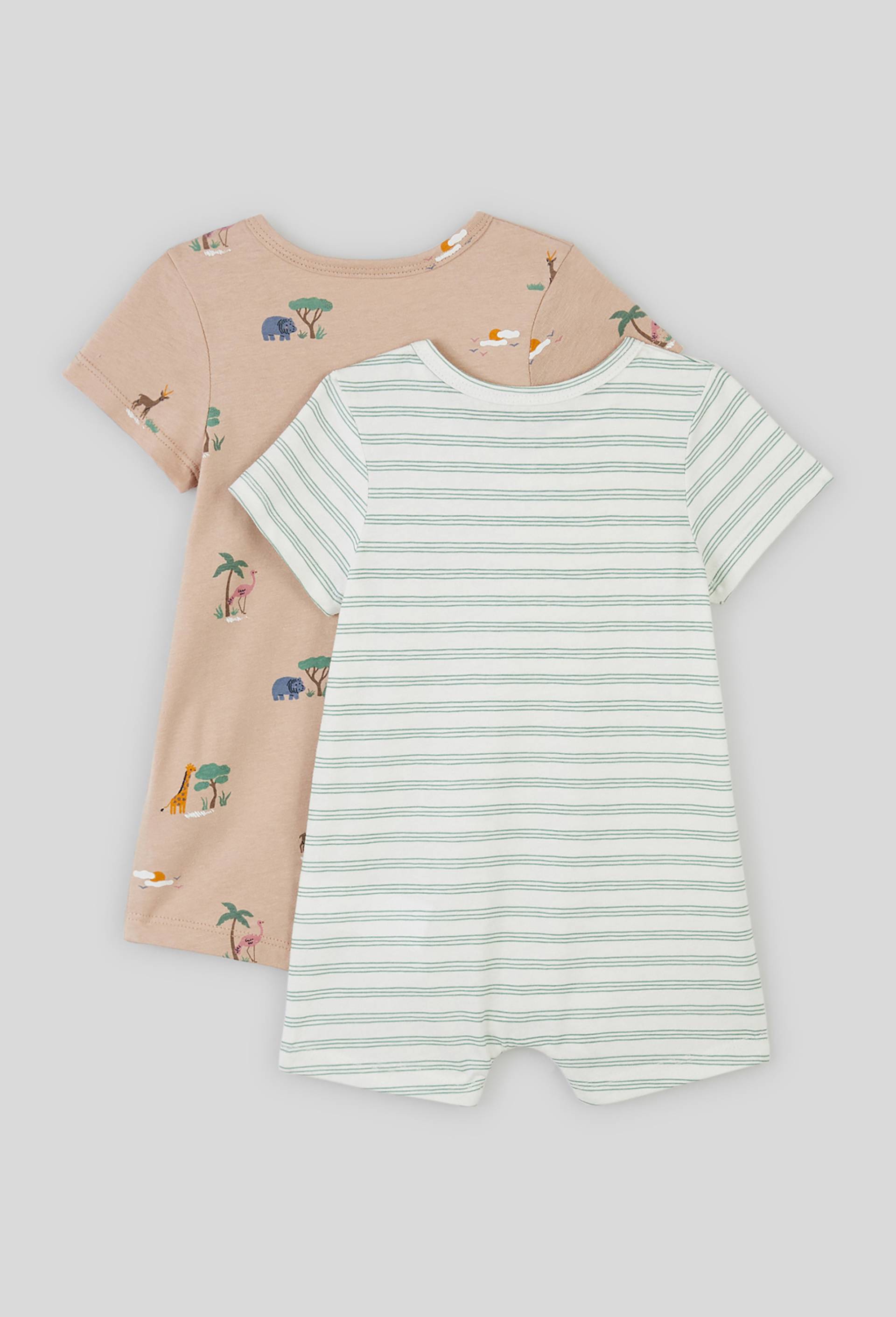 Lot de 2 pyjamas combinaisons en coton BIO, Oeko-Tex, Beige, large image number 1.0