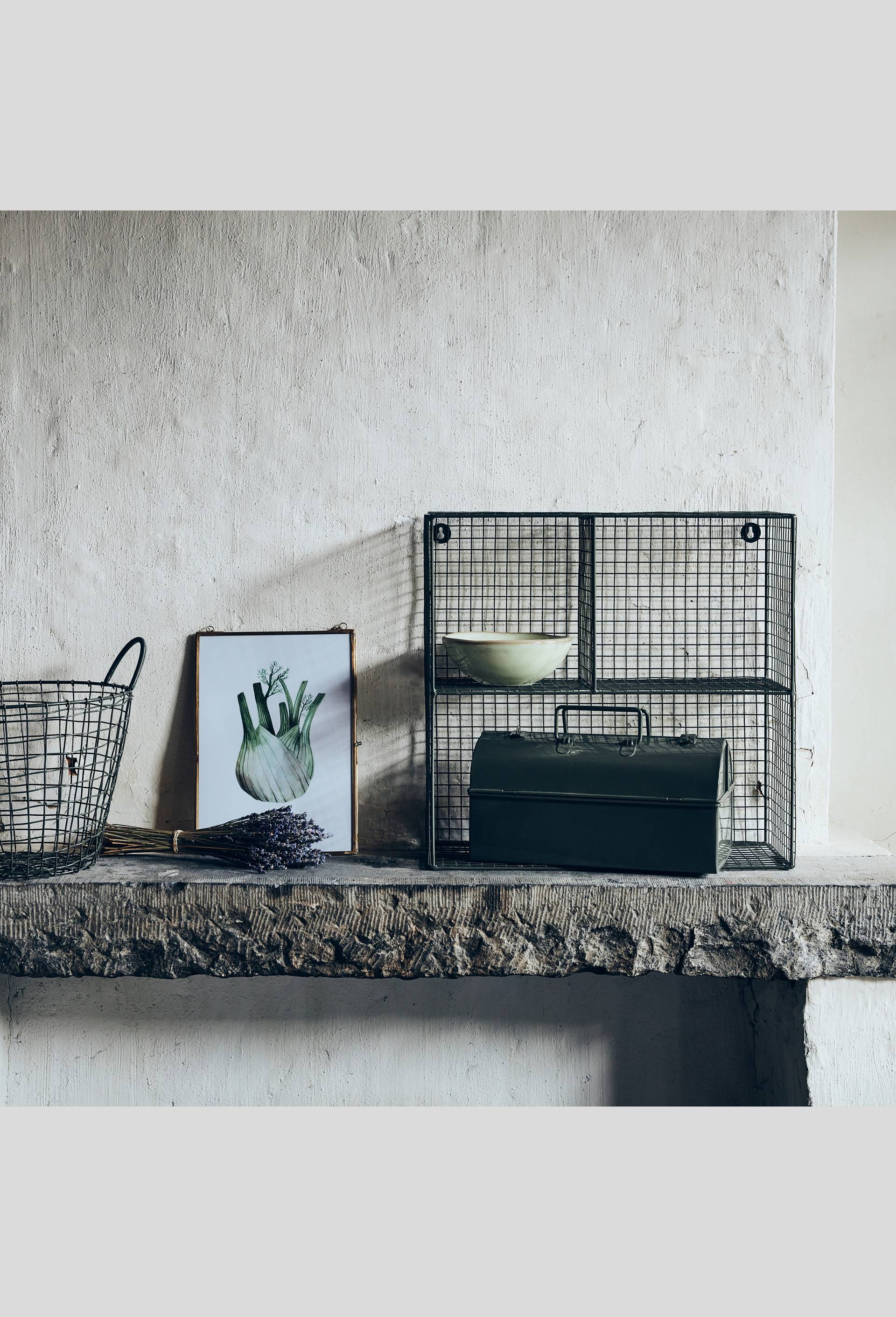 Etag&egrave;re filaire, 48x18x45cm, en m&eacute;tal, Vert fonc&eacute;, large image number 2