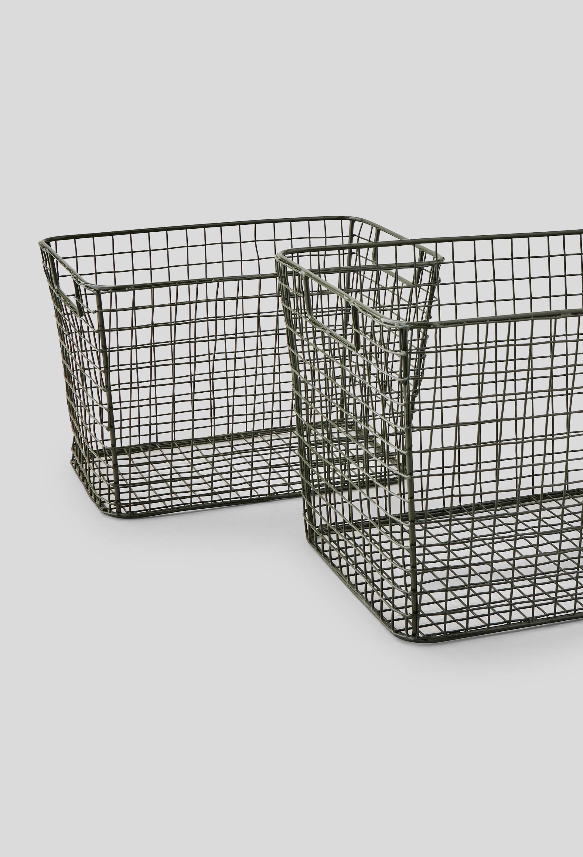 Panier en métal filaire grande taille, Vert foncé, large image number 1.0