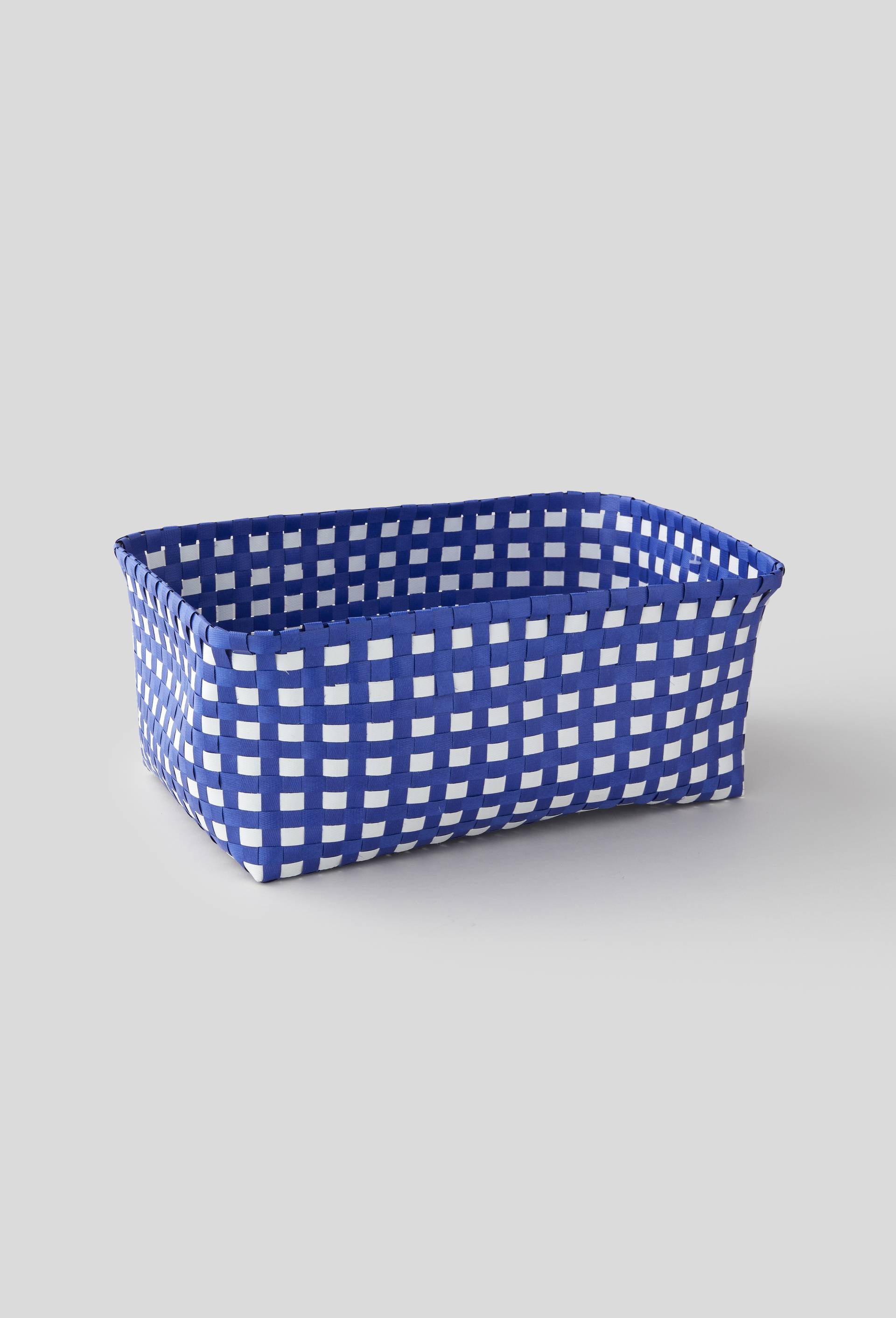 Panier rectangulaire tresse en plastique, 15 x 36 x 25 cm, BLEU, large image number 0