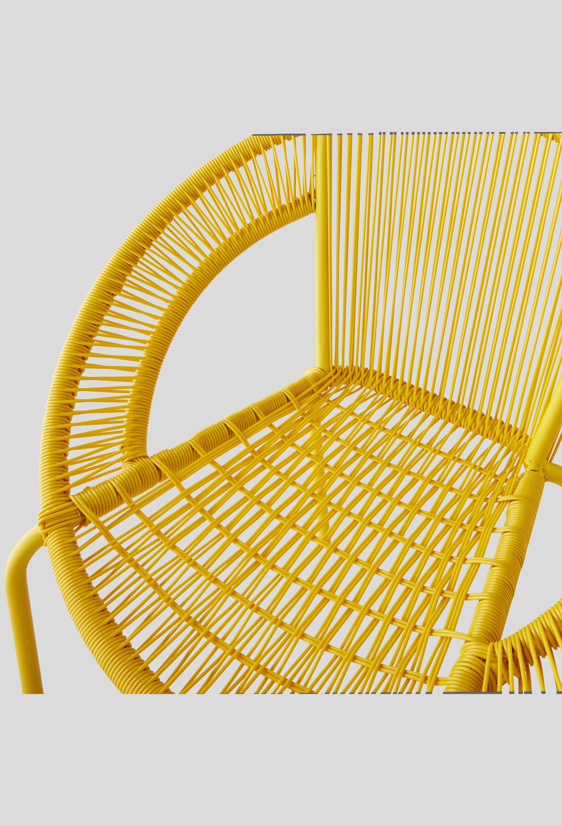 Fauteuil cordes, :  69x64xH76 cm, en acier et polyester, Jaune, large image number 1