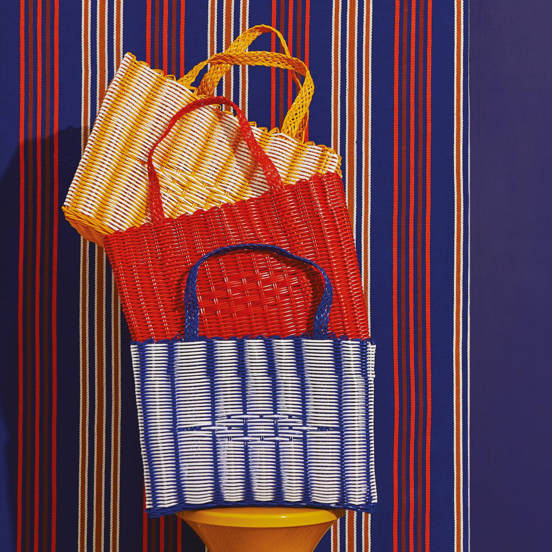 Panier tressé en plastique, 31 x 40 x 20 cm, Multicolore, large image number 2