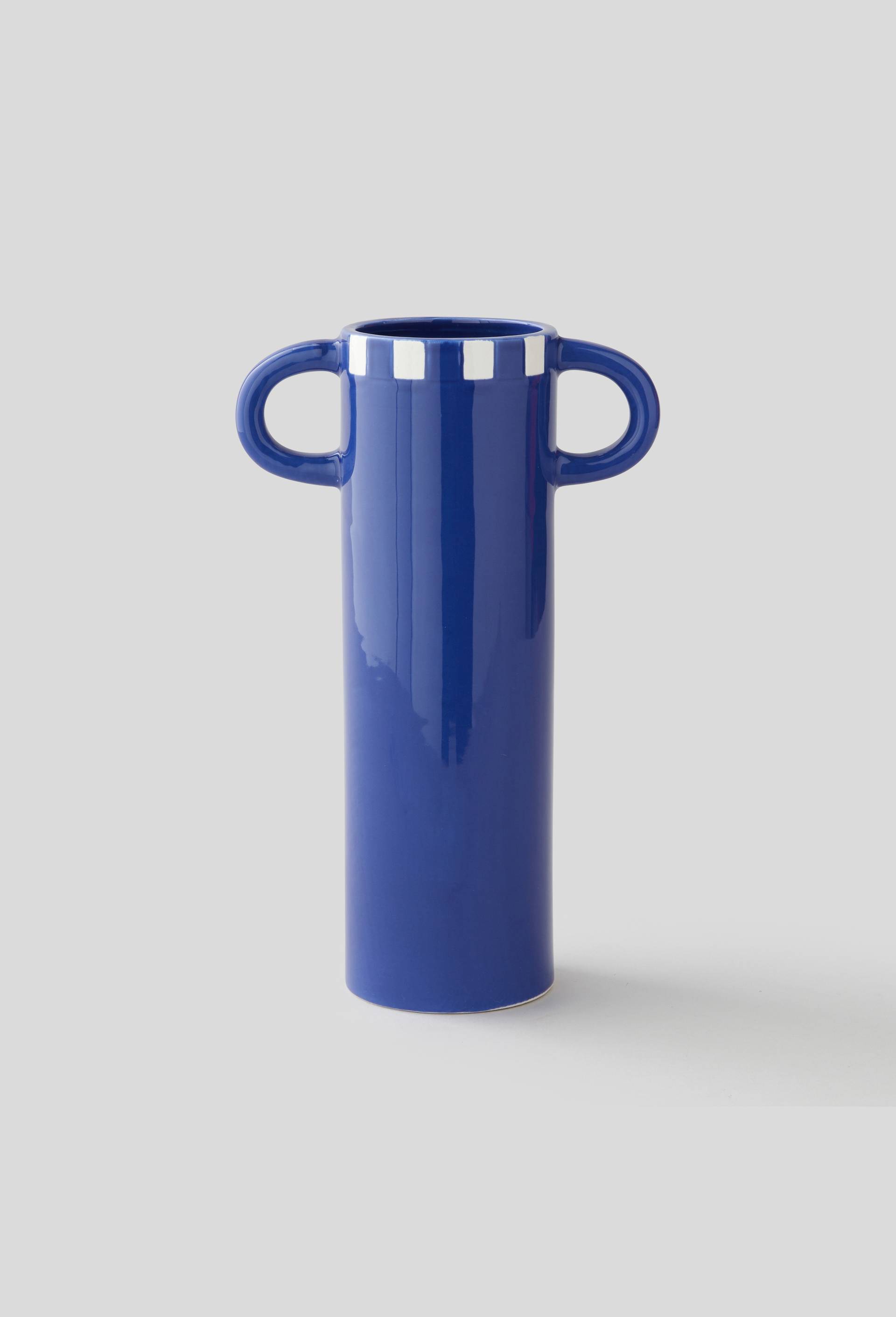 Vase haut droit avec 2 anses en céramique, Orange, large image number 0
