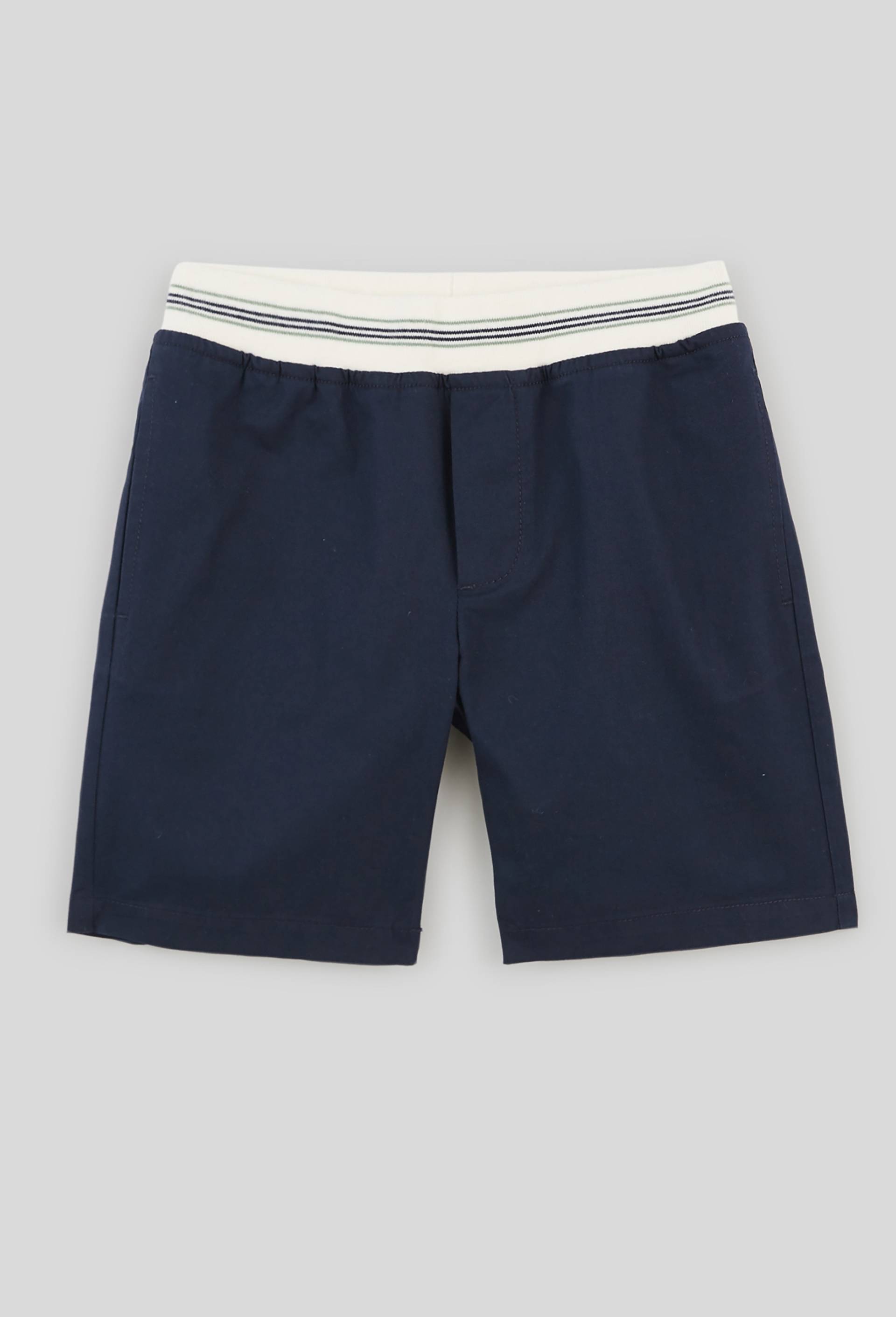 Short confort avec taille élastique colorée, BIO, Bleu foncé, large image number 0.0
