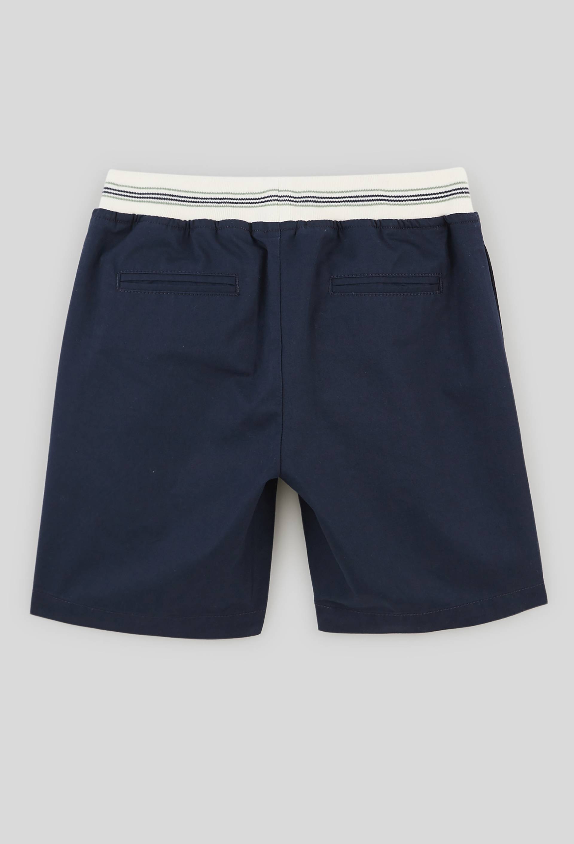 Short confort avec taille élastique colorée, BIO, Bleu foncé, large image number 1.0