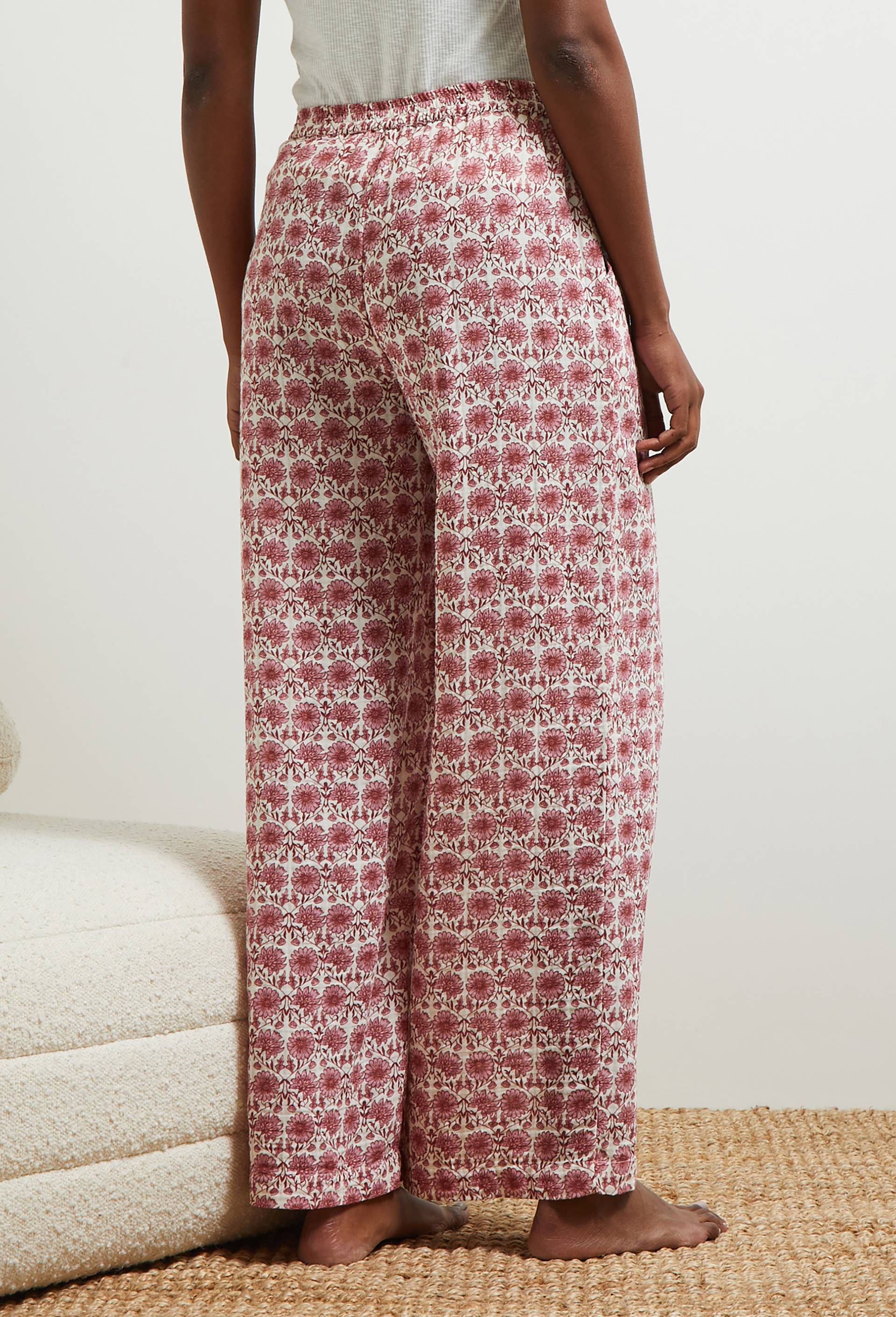 Pantalon imprimé en gaze de coton, Bio, Ecru, large image number 1